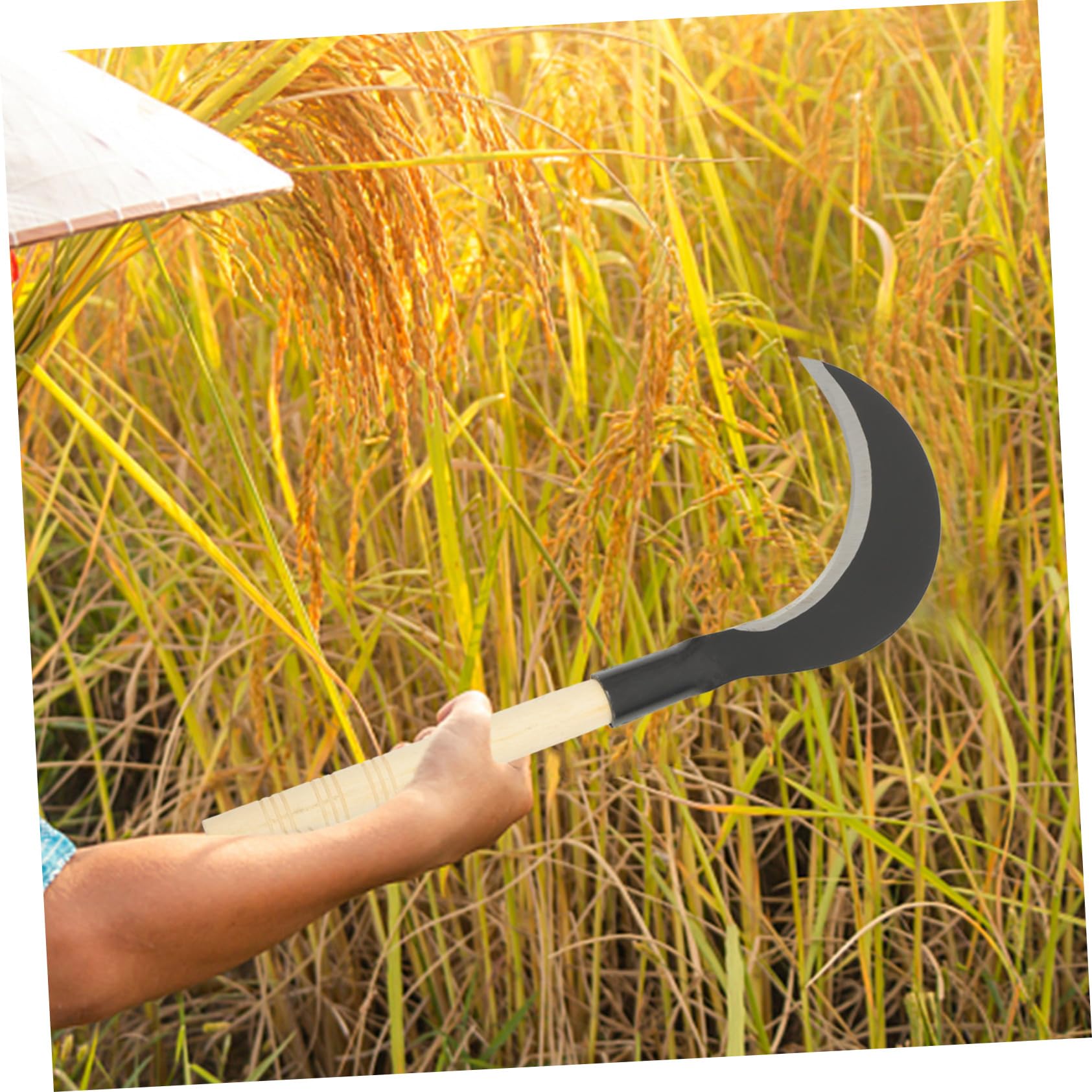 FUNOMOCYA Long Handle Scythe Manganese Steel Blade Hand Hoe Garden Tool for Weeding Grass Knife Gardening Hand Weeder Tools