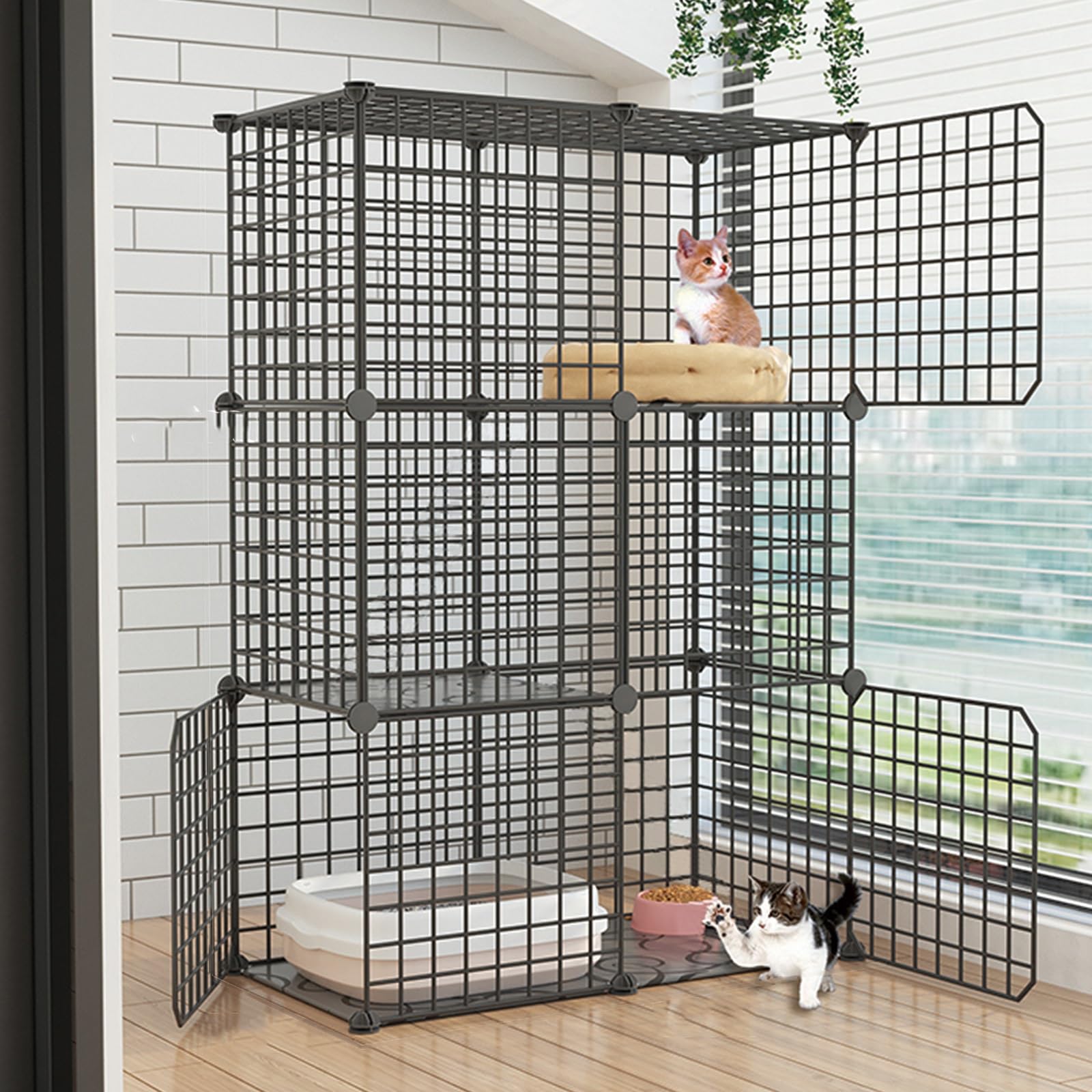 Gabbia per gatti da interno, grande trasportino per gatti, facile da montare, ideale per gatti e porcellini d'India