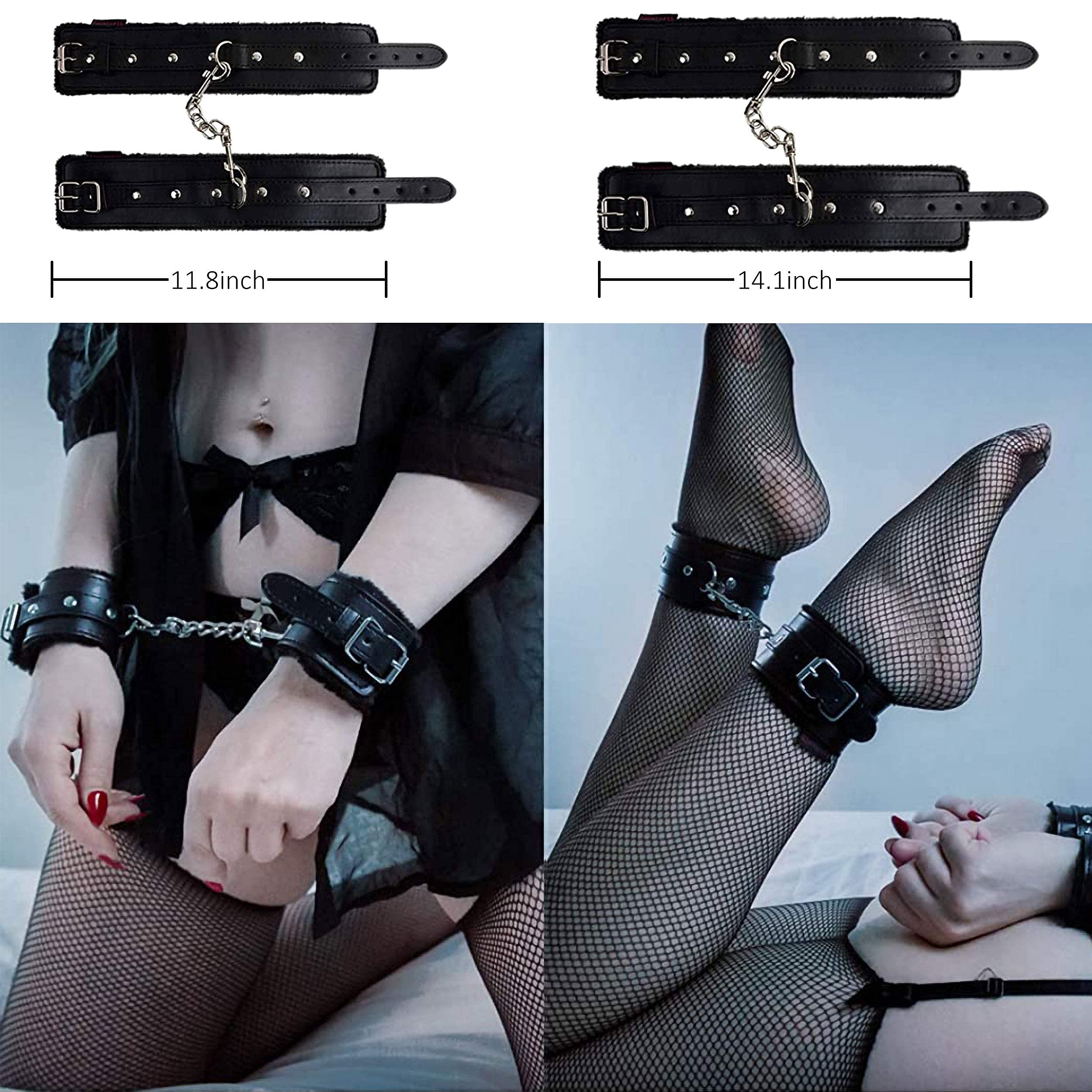 Bondage Set SM BDSM Ensemble de Servitude Composé Sex Toys pour Couple Débutant 11 Pièces Noir
