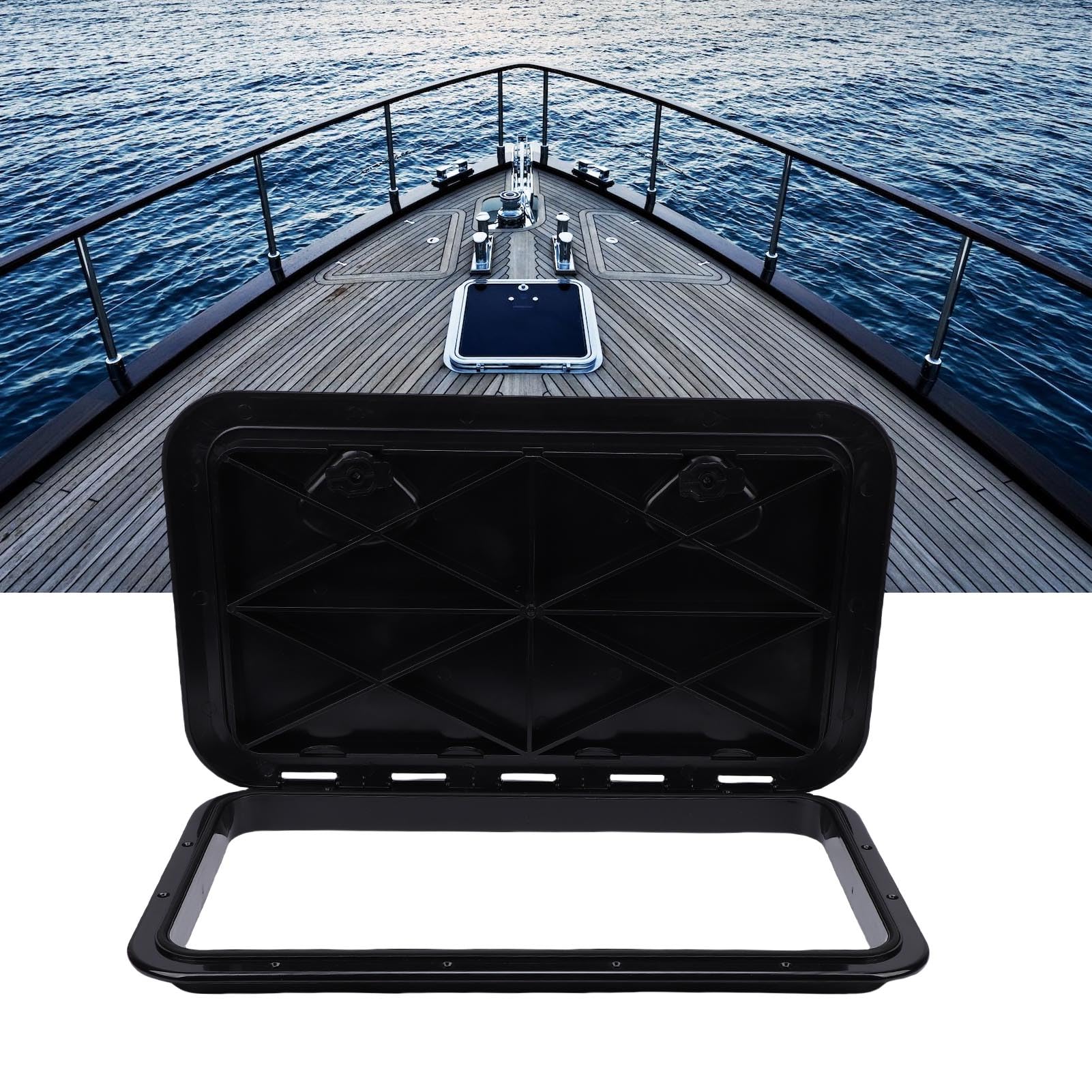 Akozon Bootsluke, Rechteckige Deckluke, 180°-Öffnungsdeckel, Marine-Zugang, Yachten, Wohnmobile