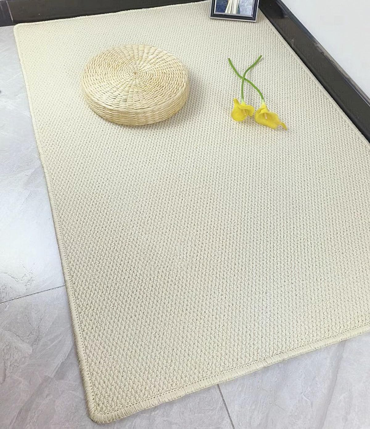 Tappeto ultra lavabile, 7 x 12 cm, color crema, per soggiorno, camera da letto, sala da pranzo, casa, ufficio, sala giochi, impermeabile e antiscivolo (1,5 x 2,4 m)