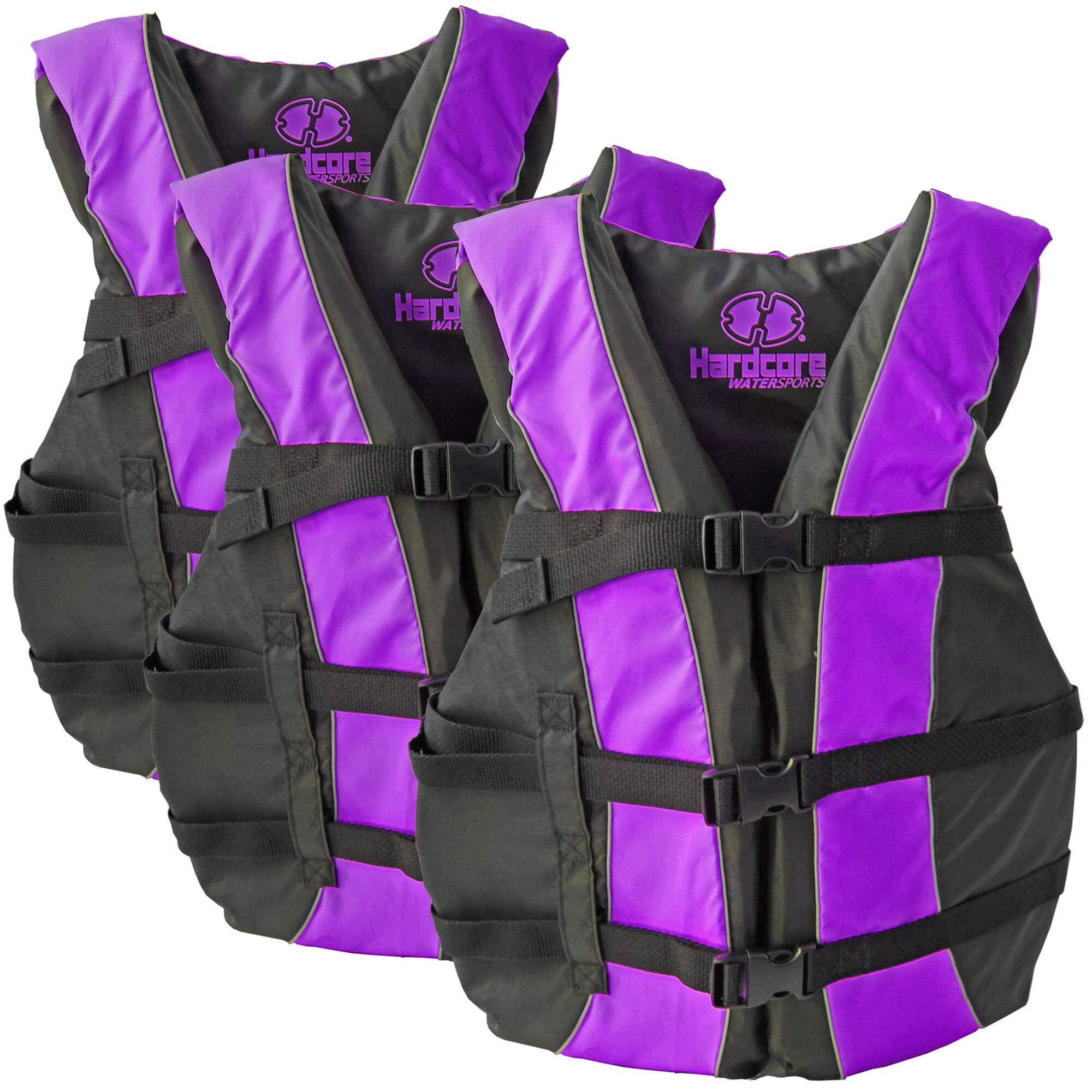 Hardcore Life Jacket 3 Pack Paddle Vest for Adults; Coast Guard Approved Type III PFD Life Vest Flotation Device; Jet ski, Wakeboard, Kayak; Ideal