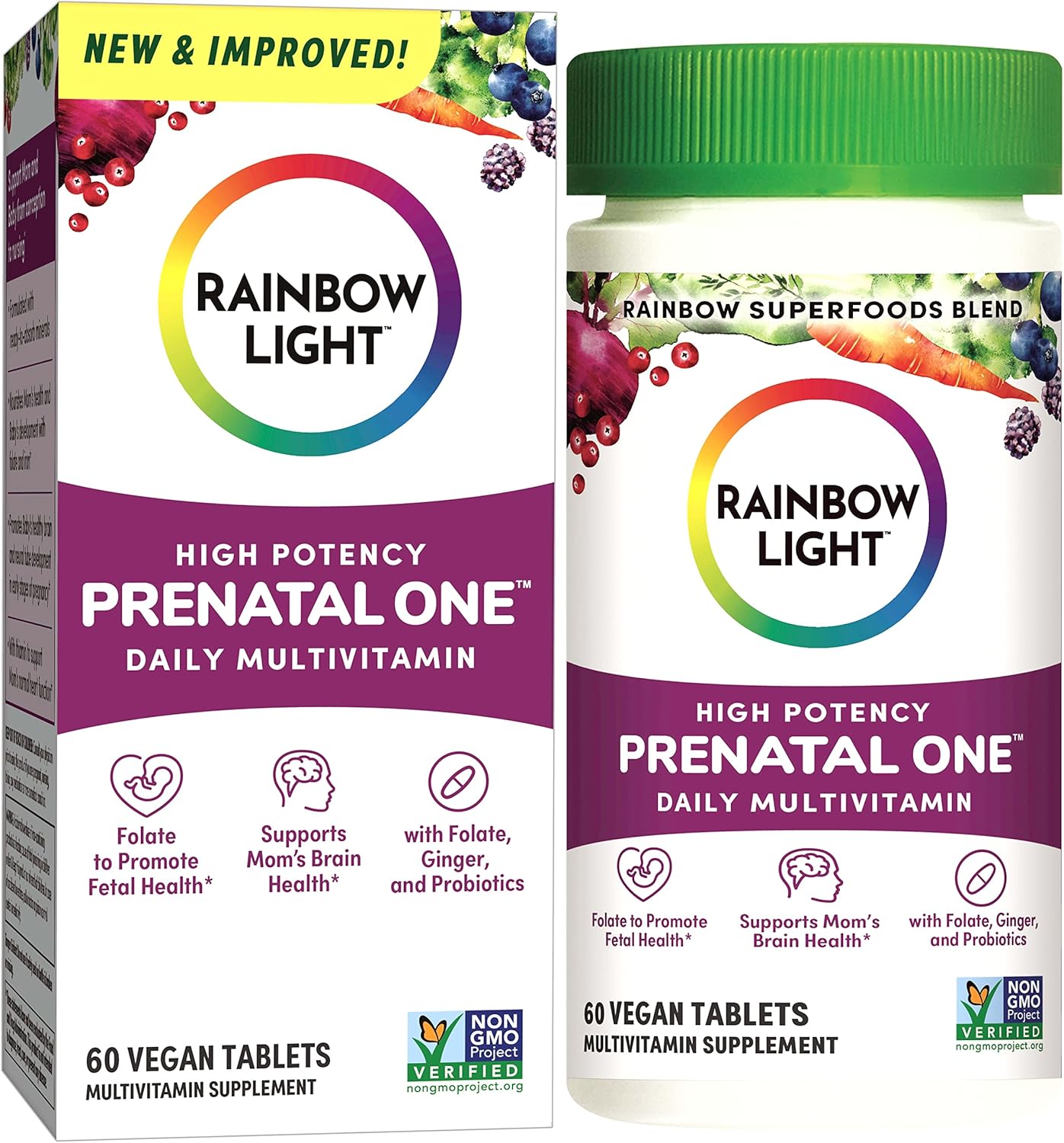 Rainbow Light Prenatal One Multivitamin, Folic Acid, Calcium, & Vitamin D, Gluten Free, Supports from Conception to Postnatal, Clinically Proven Absorption, 60 Tablets : Health & Household