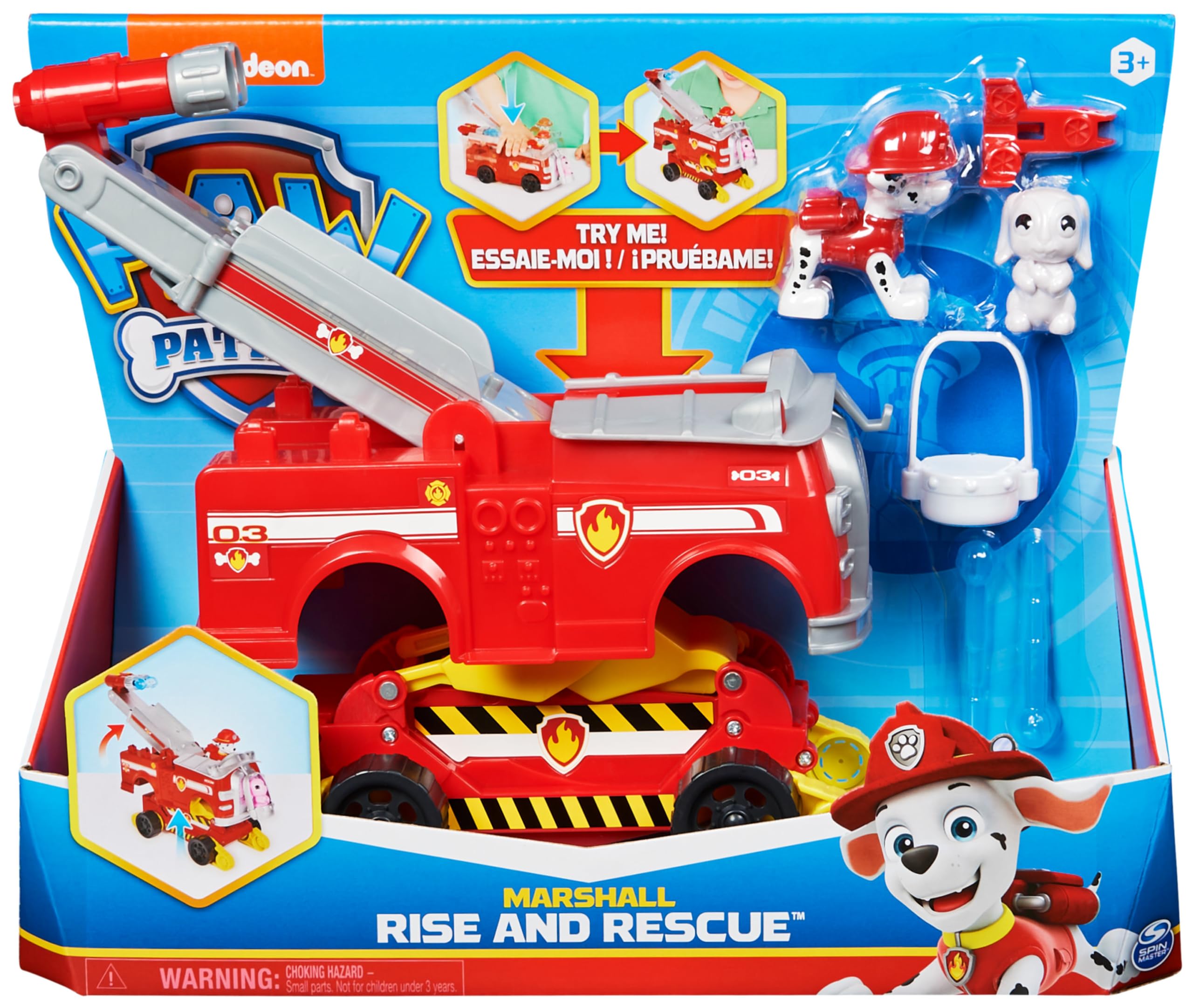 Paw Patrol | Camion dei Pompieri Rise N' Rescue di Marshall | Veicolo trasformabile Personaggio di Marshall e Accessori Inclusi | Giochi Bambini dai 3 Anni in su