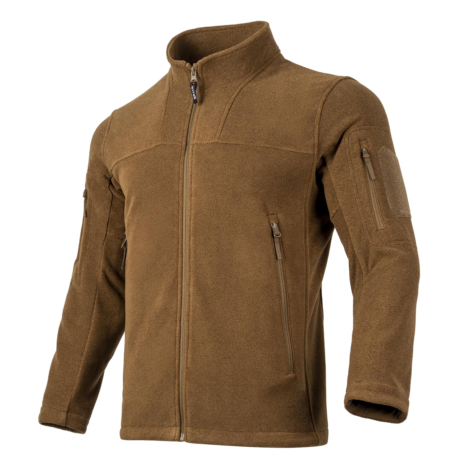 FREE SOLDIER Men's Tactical Long Sleeve Fleece Coat Weatherproof Full Zip Up Lightweight Fleece Jacket Sweatshirt