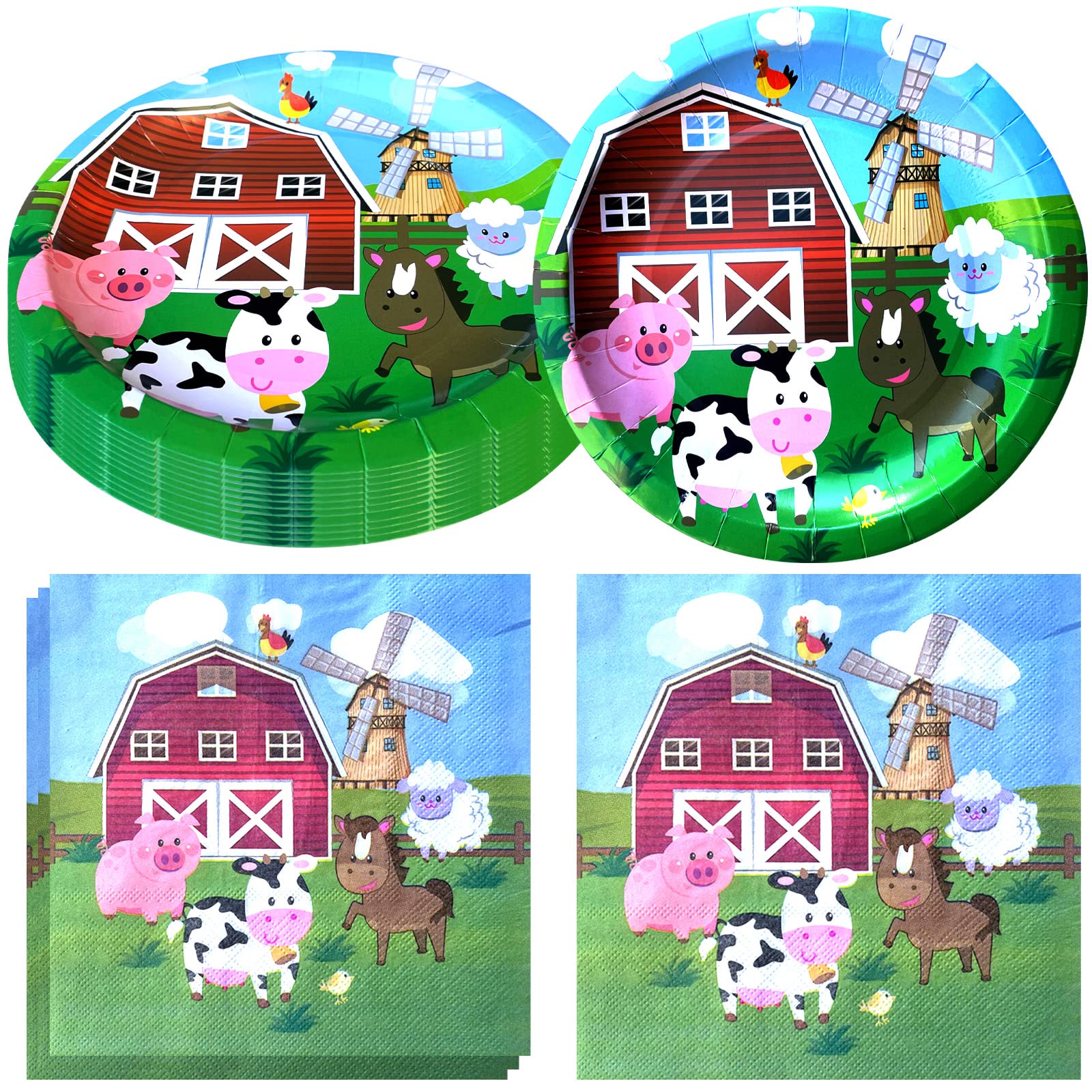 Buy Farm Animal Birthday Party Supplies, 20 Plates and 20 Napkins, for