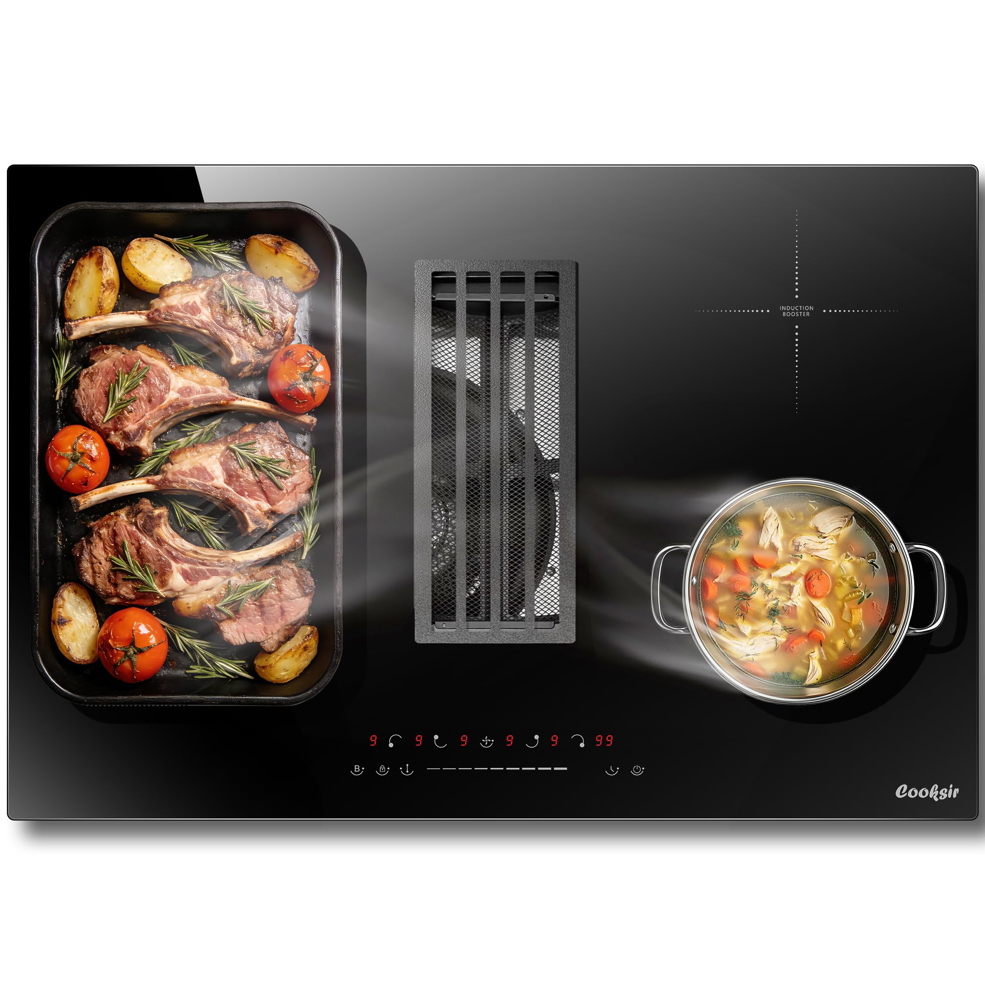 Induction Hob 60CM 4 Zone, Plug in Electric Hob 13 amp 4 ring, 2800W Electric Induction Hob 220V, Cooking Hob 60CM with Flexible Zone, Kitchen Hob with 99-Min Timer, Safety Lock — view 9