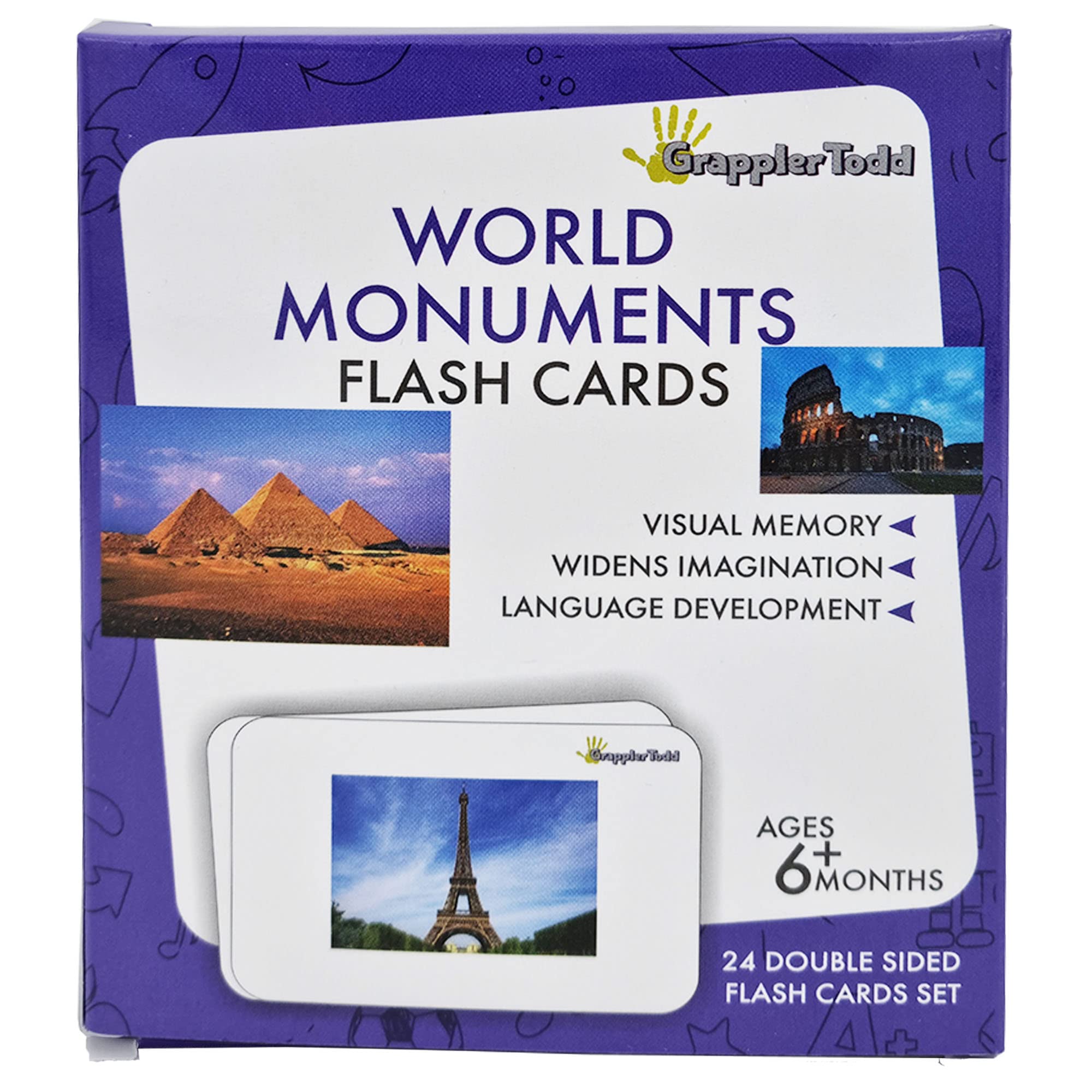 GrapplerTodd World Monuments Activity Flashcards for Kids, Non-Tear-Waterproof, Early Learning Toys, Flashcards for Preschoolers & Toddlers, Montessori Educational Toys, 6 Months to 6 Years Kids