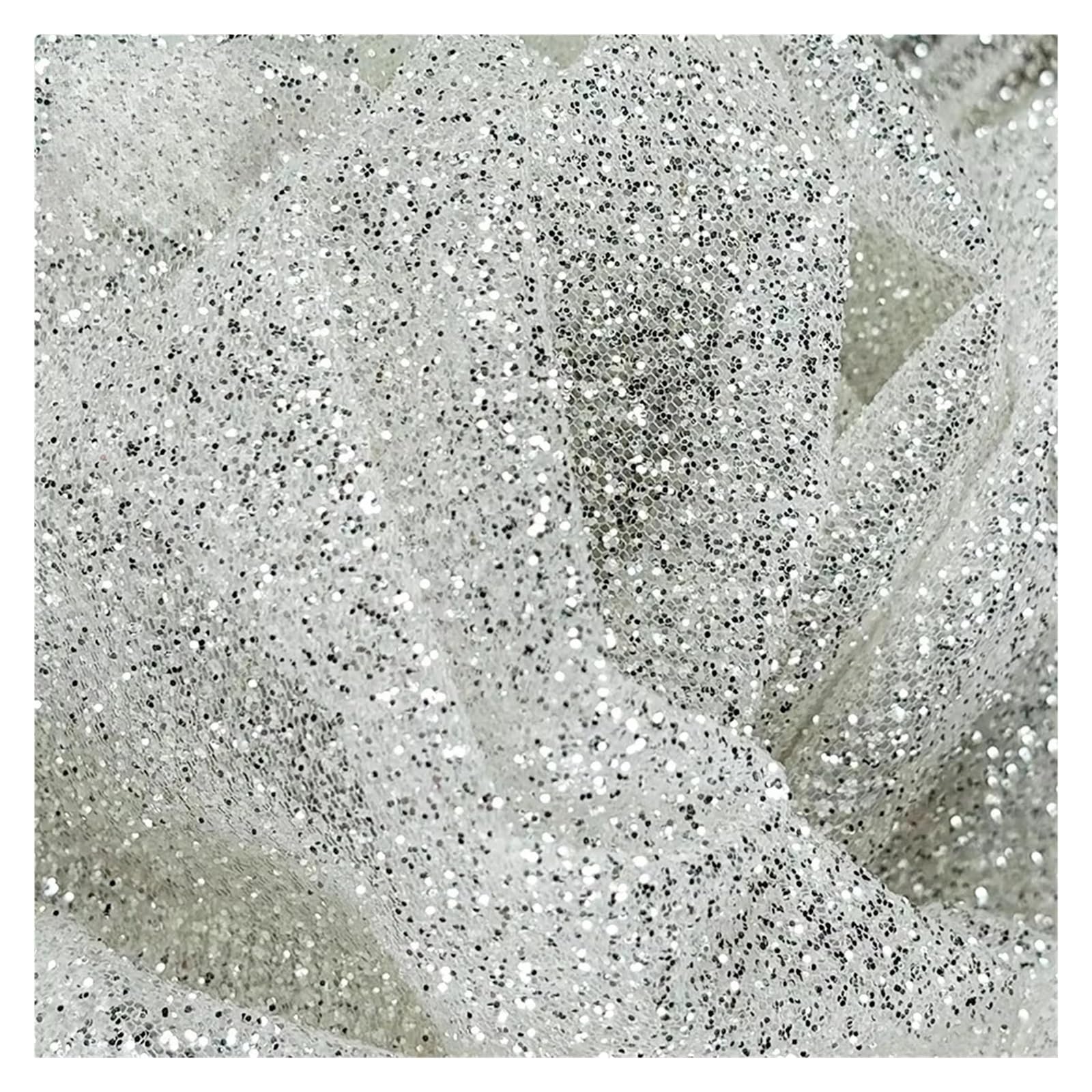 Rollo Tul con Purpurina Brillante Tela brillante Tul | Boda de los vestidos de noche de la tela del cordón del brillo blanco de las lentejuelas(4Yard)