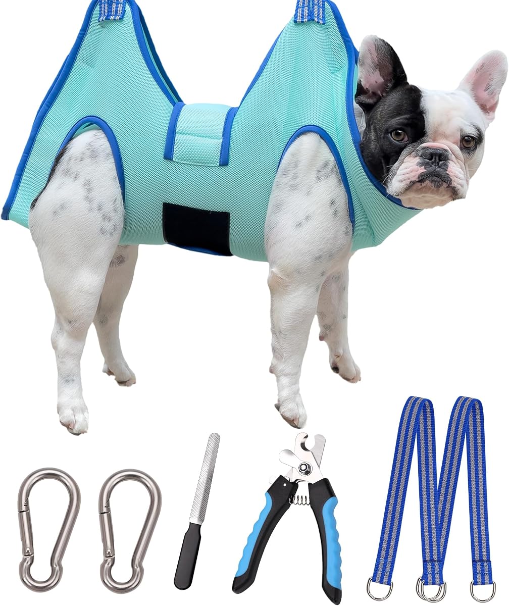 Kkiimatt Dog Grooming Hammock, Medium Dog Hanging Harness Holder for Nail Clipping, Nail Trimming Cutting Hammock, Grooming Sling Restraint Bag with Wide Strap Sewed