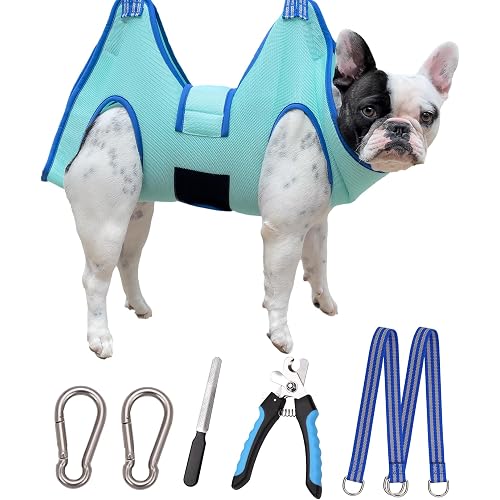 Kkiimatt Dog Grooming Hammock, Medium Dog Hanging Harness Holder for Nail Clipping, Nail Trimming Cutting Hammock, Grooming Sling Restraint Bag with Wide Strap Sewed