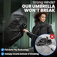 Vista 3 de Rain-Mate Paraguas compactos resistentes al viento para la lluvia, diseño de costilla de fibra de vidrio reforzada fuerte y apertura y cierre 1.Negro