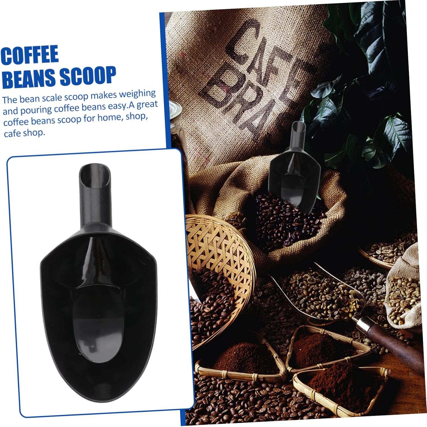 Multifunctional Beans Scoop Large Capacity Portable Lightweight Ergonomic Design for Coffee