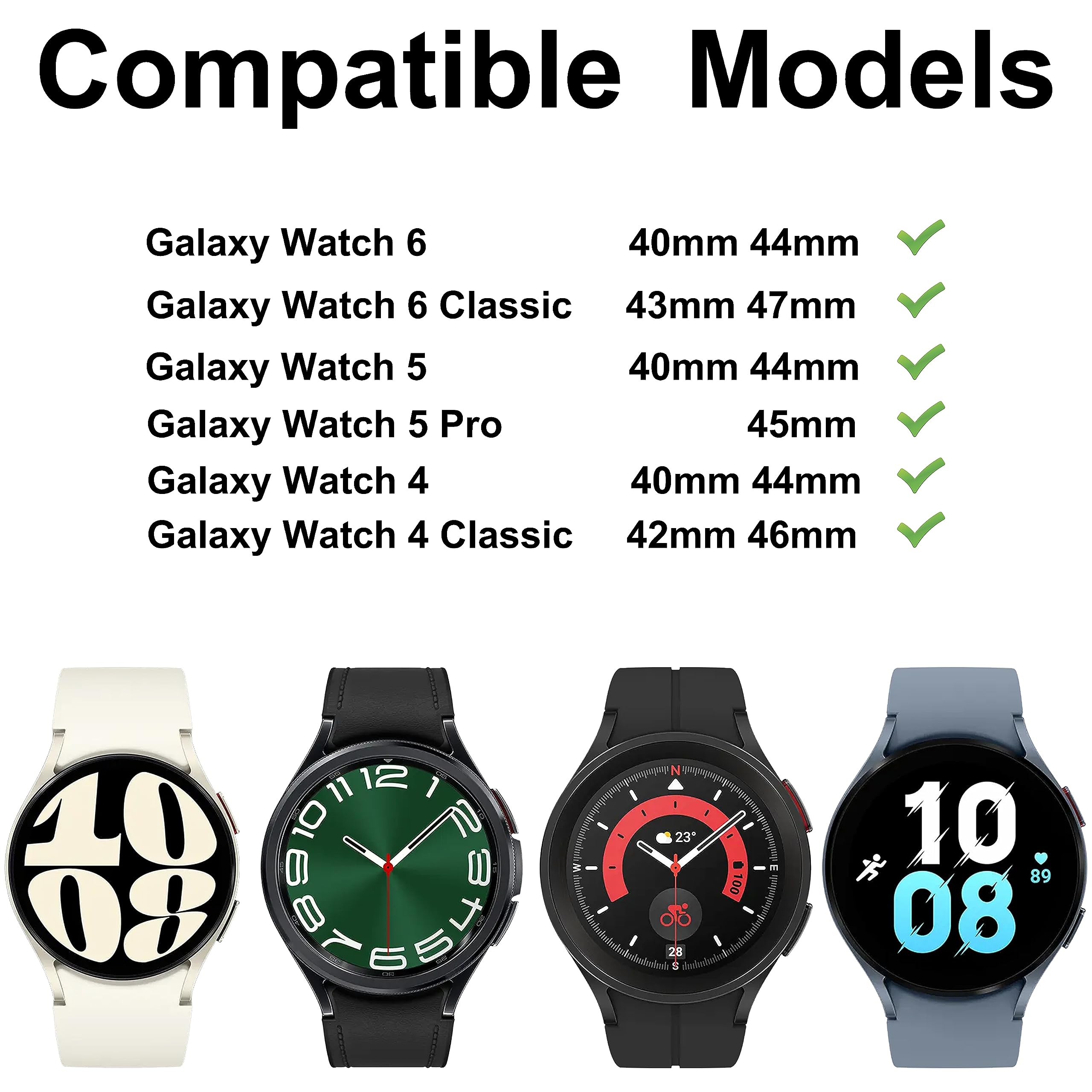 Compatible avec Samsung Galaxy Watch 7 6 5 4 40 mm 44 mm/Classic 47 mm 43 mm/Pro 45 mm, bracelet milanais de 20 mm et métal en acier inoxydable pour homme et femme