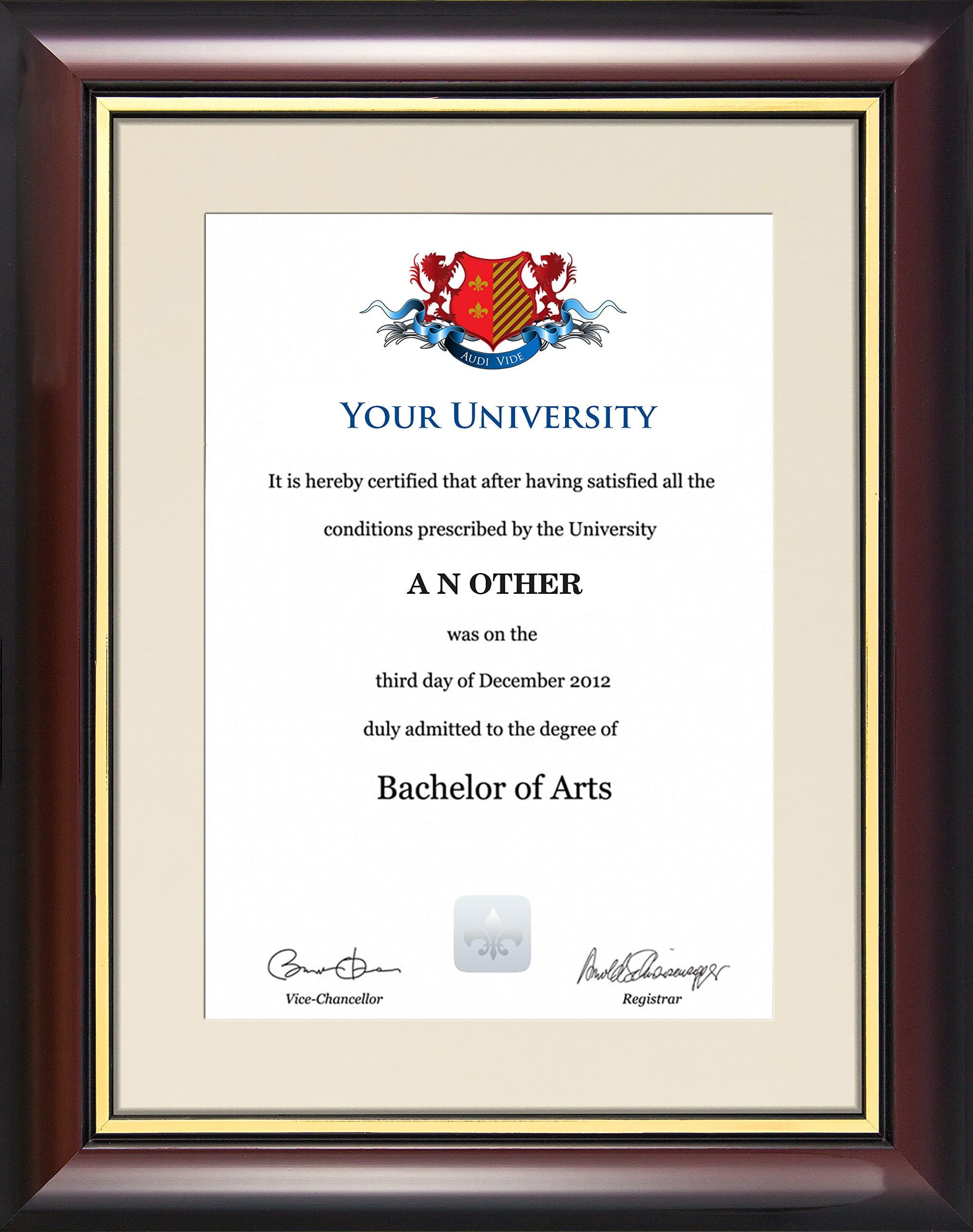 Evs Evess Cream Graduation Certificate Frame - Traditional Wood Style With Glass Front, A4 Diploma And Document Display Holder (Cream)