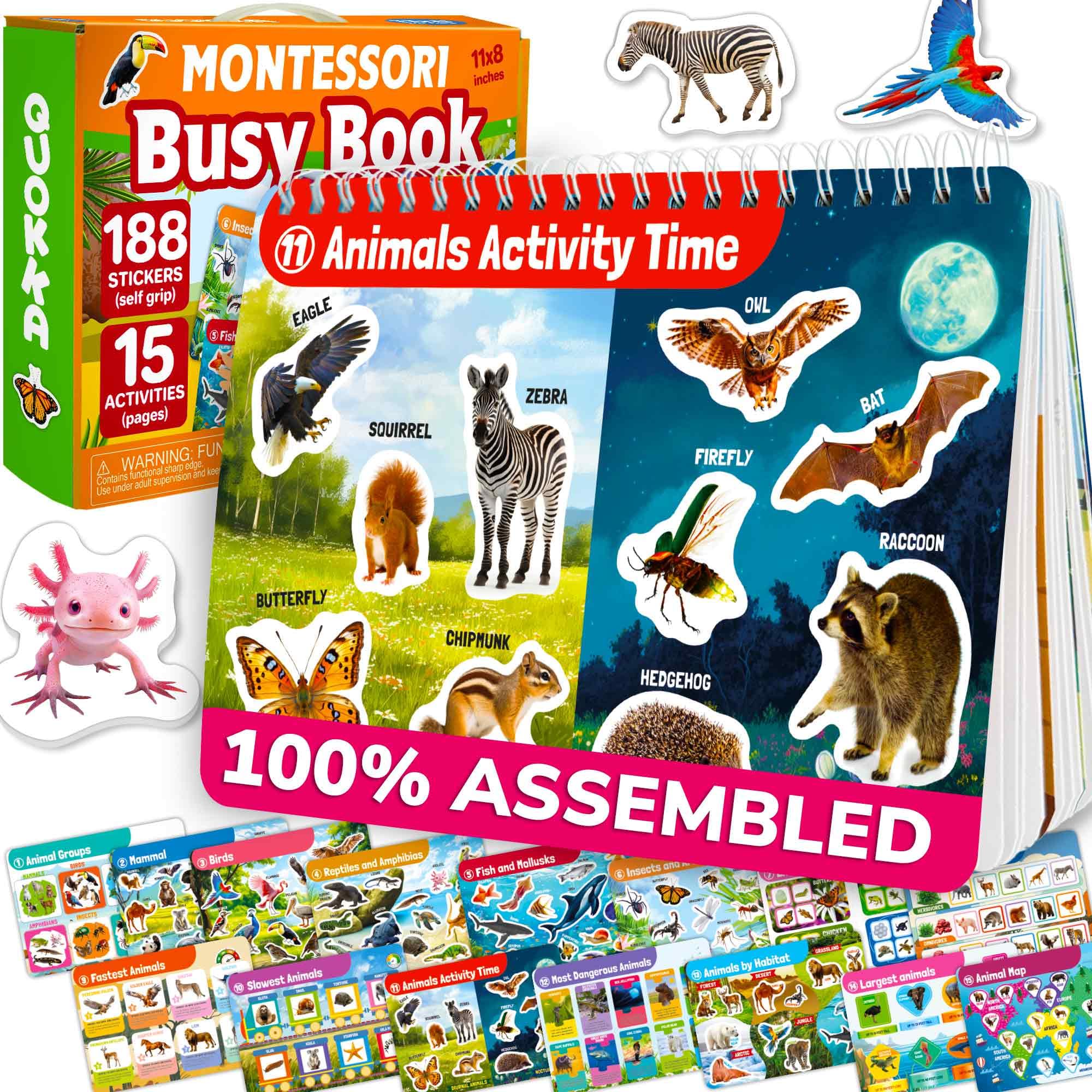 QUOKKA Activity Busy Book For Kids, Montessori Busy Board For 3-5 Year Olds