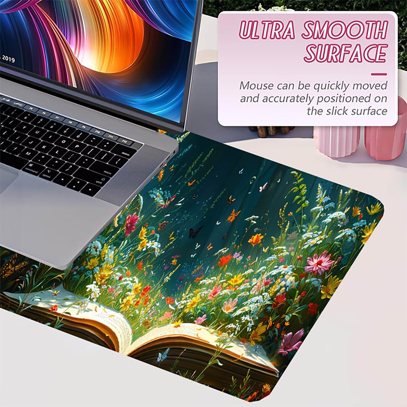 Tappetino Mouse XXL 1500 x 800 mm, Tappetino Mouse Fiore, Gaming Mousepad Migliorare la Velocità e la Precisione, Mouse Pad con Base in Gomma Antiscivolo, Ufficio Accessori Gaming, Grigio 6-1776