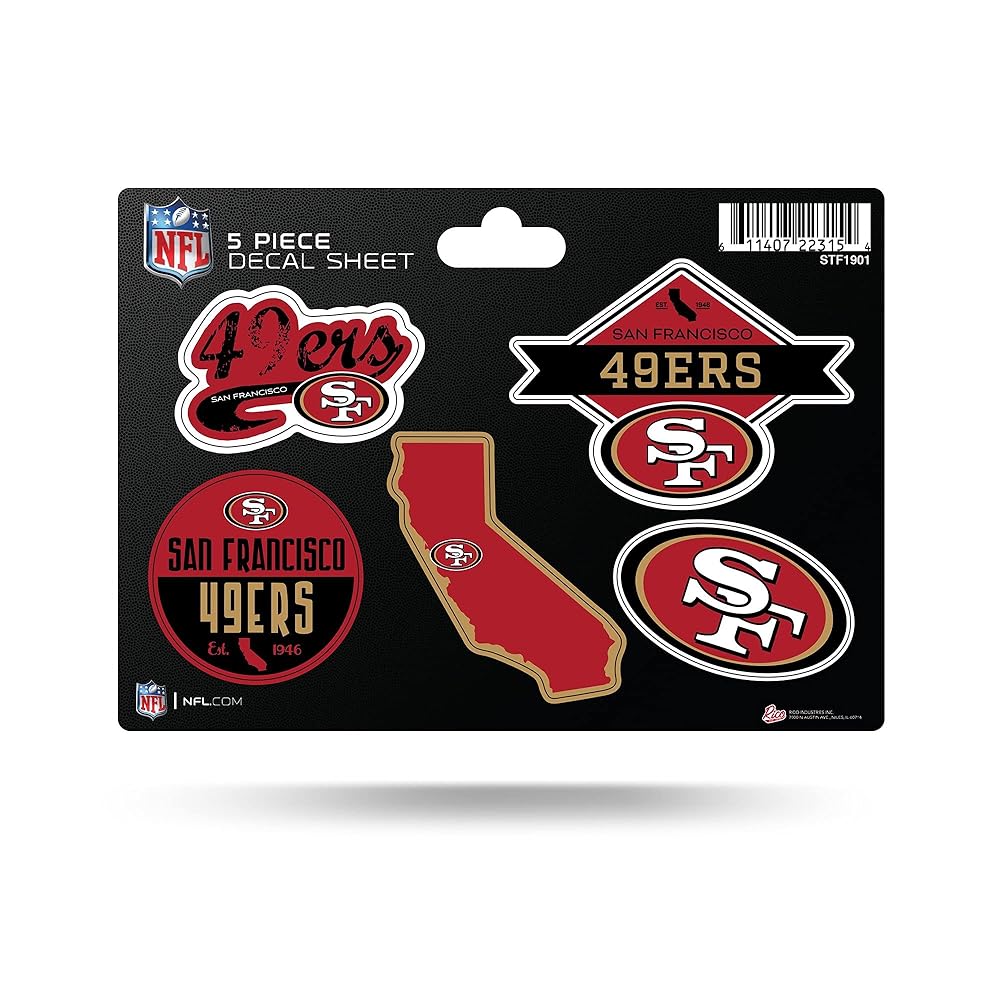 NFL San Francisco 49ers 5-Piece Die-Cut Decal Sheet