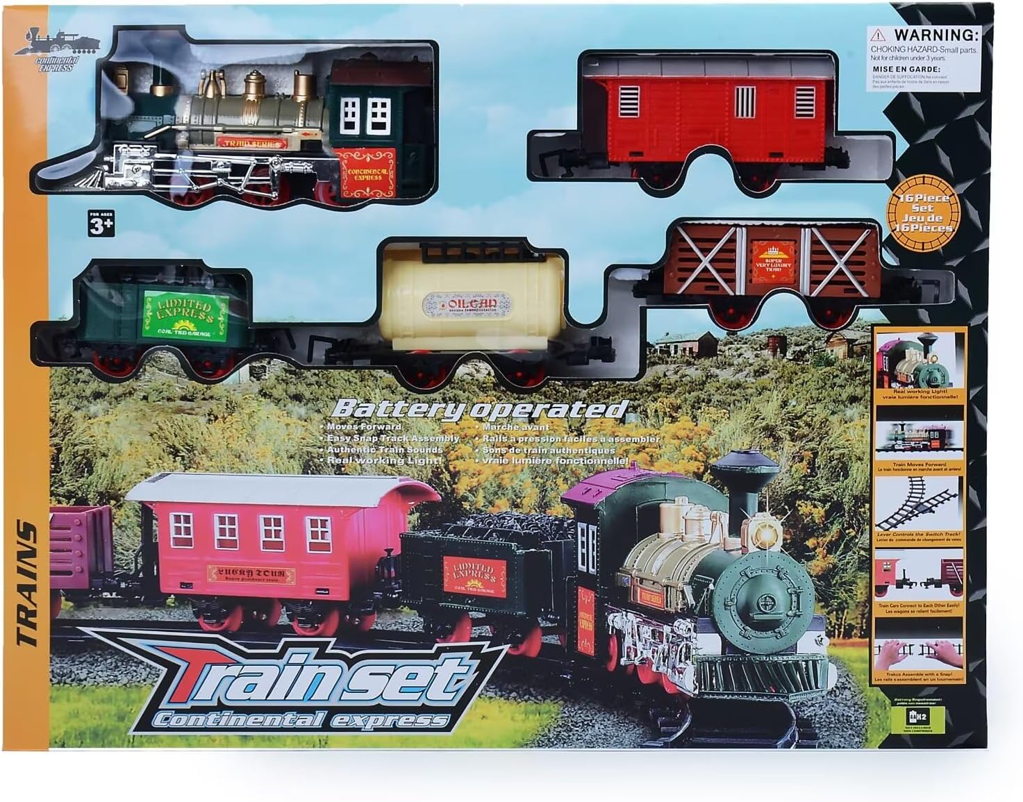 Classic Christmas Train Toys Set with Lights and Sounds, Electric Train Set with Tracks, Locomotive Engine, Cargo Car, Coal Cargo, Passenger Coach