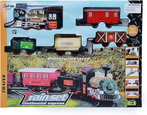 Miniatura 7 de Juego de juguetes clásicos de tren de Navidad con luces y sonidos, juego de tren eléctrico con pistas, motor de locomotora, coche de carga, carga de