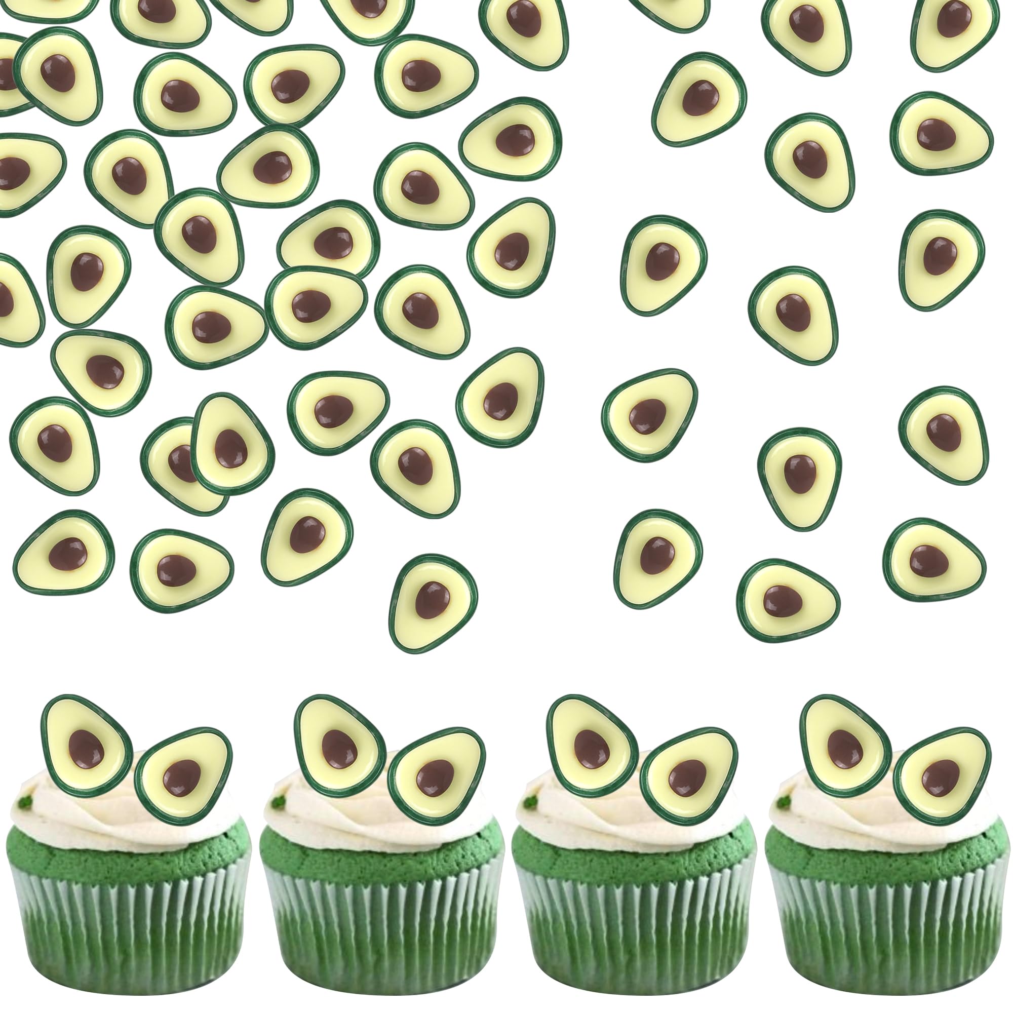 Xsstarmi 30 Pack 3D Avocados Cupcake Toppers Resin Little Avocados Fruit Cupcake Picks Decoration for Baby Shower Kids Birthday Party Cake Decorations Supplies