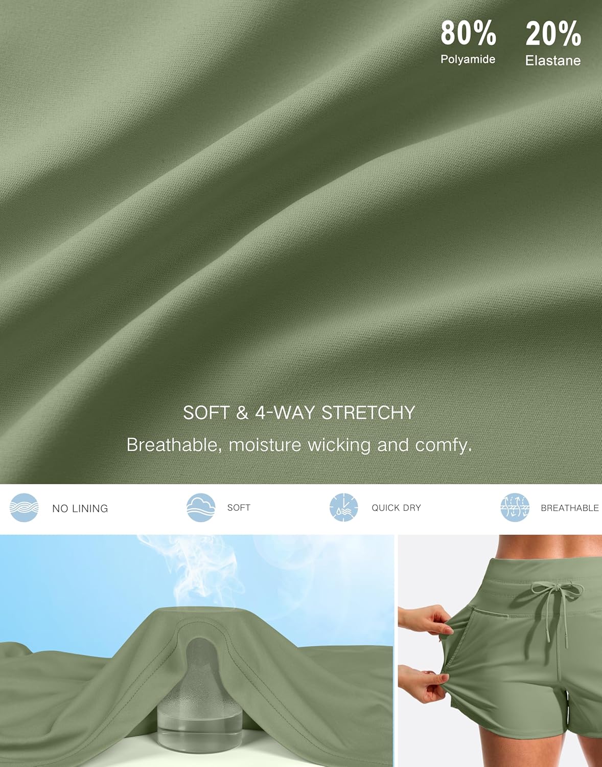 Soothfeel Women's Athletic Running Shorts with Pockets 3.5" Quick Dry High Waisted Workout Active Gym Shorts for Women - Image 6