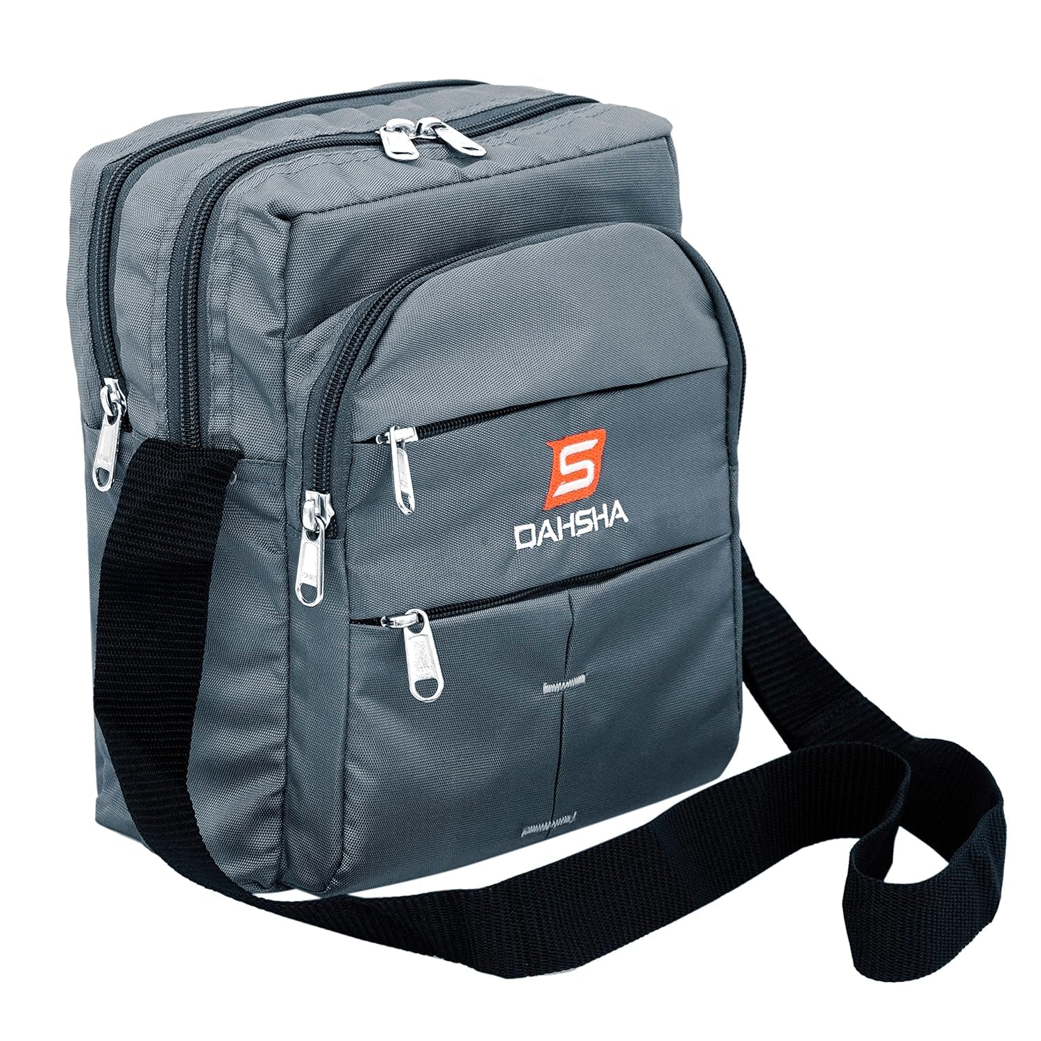 Storite Nylon Sling bag for men Side Bag With Multi-Pocket Cross Body Travel Office Business Messenger One Side Shoulder Bag for Man & Women - Grey (25 x 10 x 20 Cm)