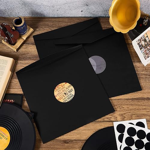 Miniatura 4 de Teling 60 Pcs Vinyl Record Sleeves Black Blank Album Jackets 12 Inches Square Outer and Inner Sleeves for Vinyl Records LP Paper Cardboard Record