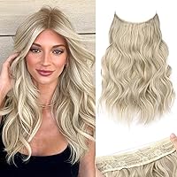 Vista 77 de KooKaStyle - Extensiones de cabello con hilo invisible, diadema transparente, ajustables, 4 clips fijadores, cabello largo y ondulado de 12