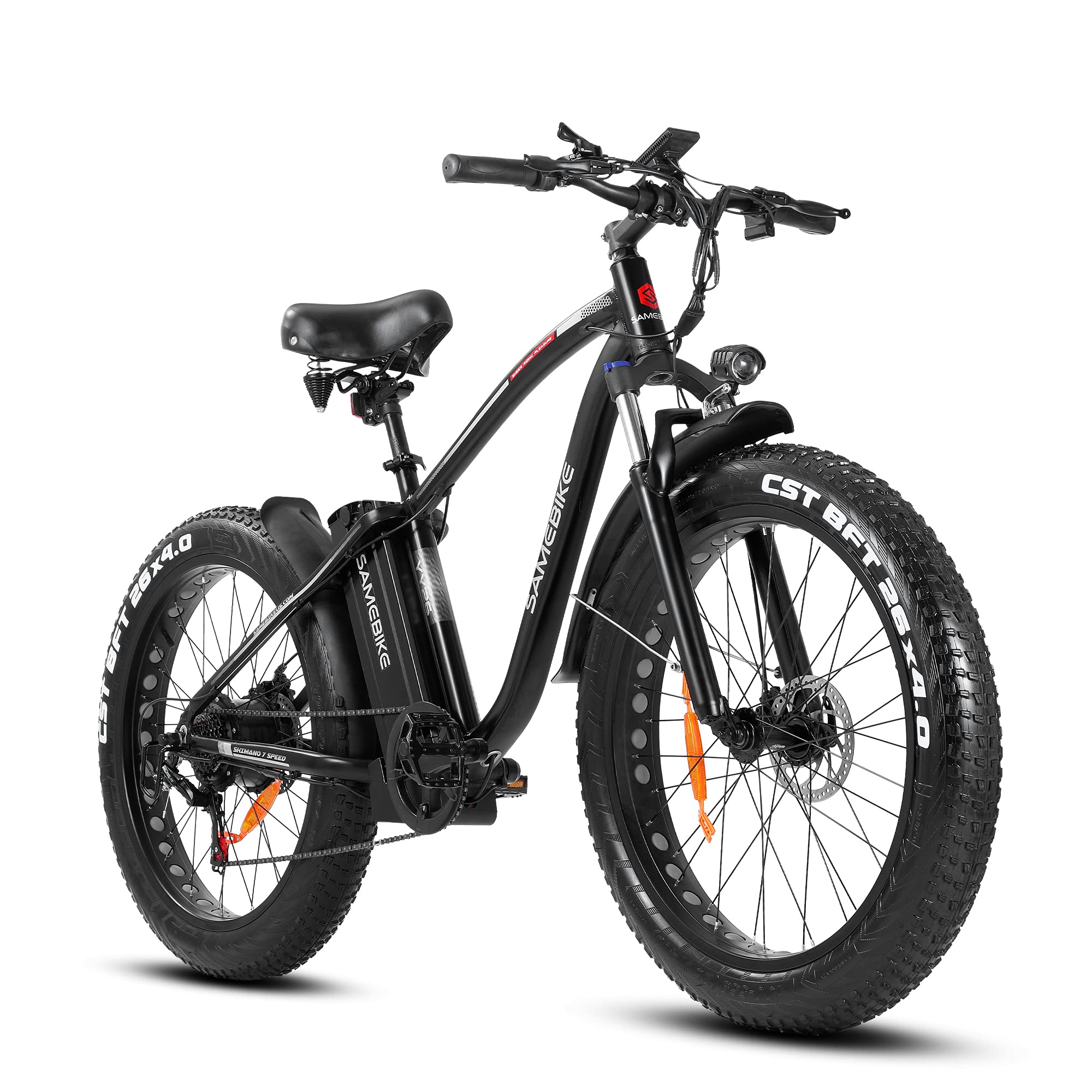 SAMEBIKE 750W Electric Bike 4.0  Tire Bike with 48V/15AH Battery, Electric Bike for Adults with 3A Fast Charger, Suspension Fork, Shimano 7 Speed Electric ain Bike & Mechanical Disc Brake