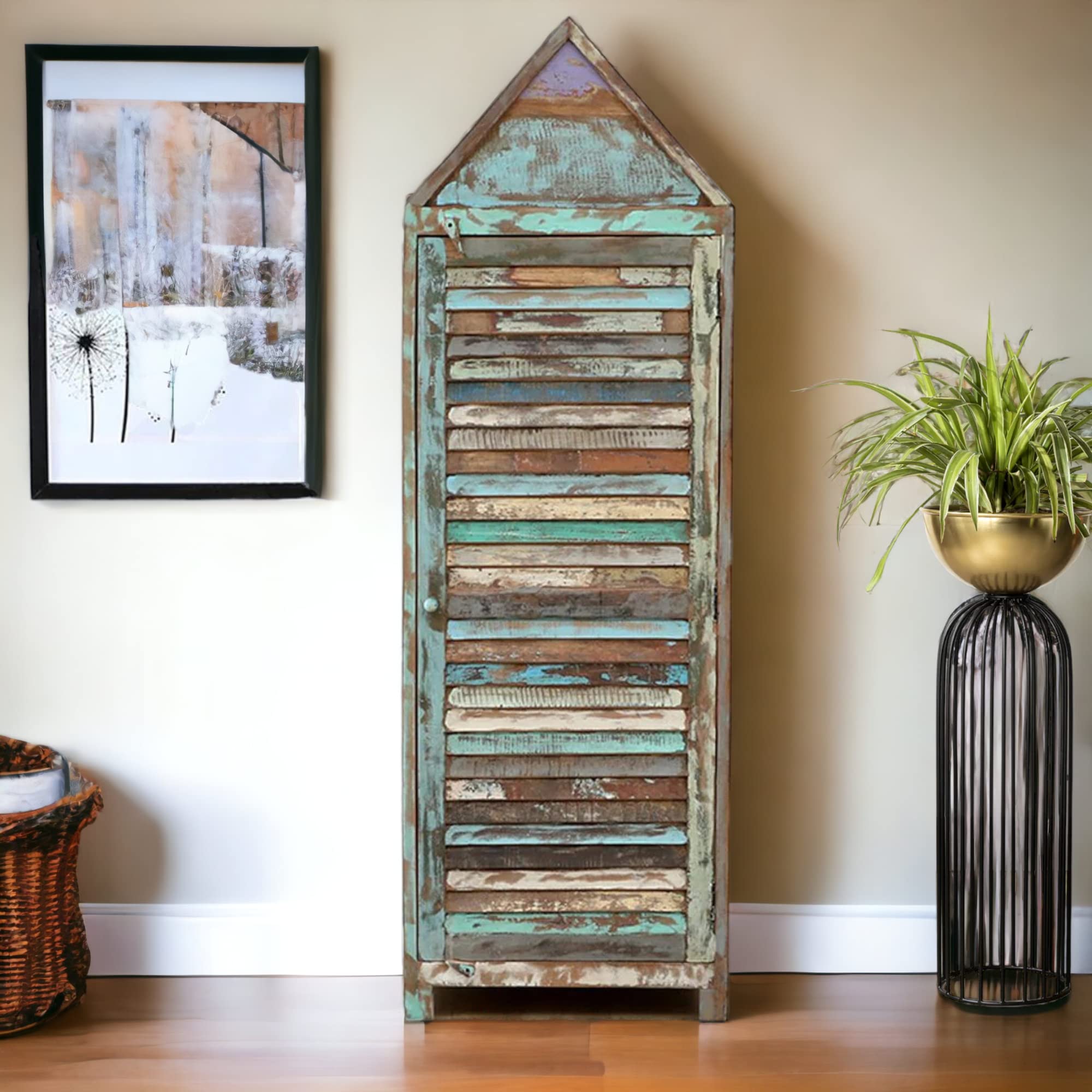 Kraft Bazaar Solid Wood Kitchen Cabinet | Crockery Cabinet | Crockery Cabinet for Kitchen | Cabinet for Living Room | Recliamed/Recycled Wood