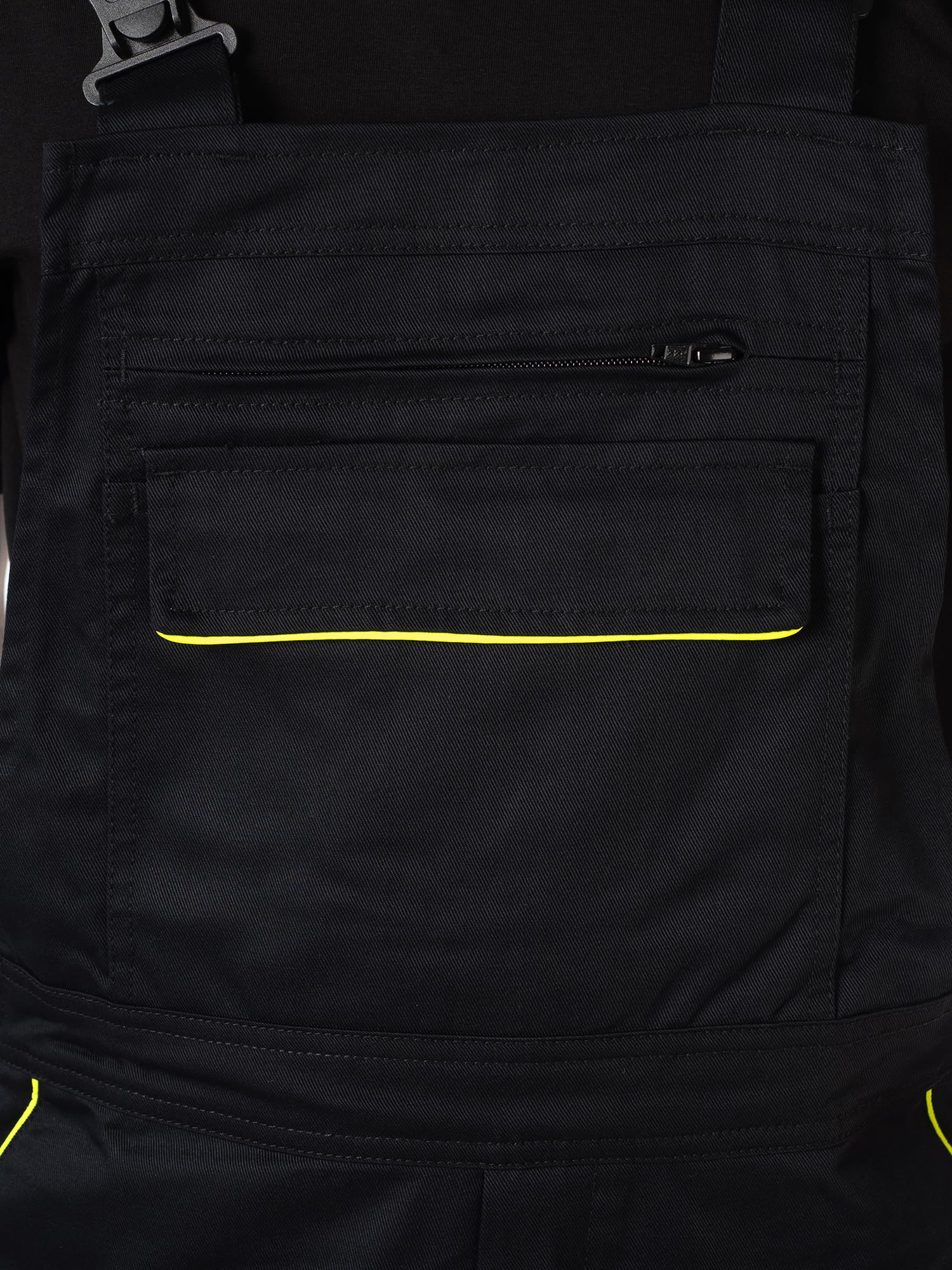 DINOZAVR Fortum Salopette De Travail Homme Avec Ceinture Élastique, Renforts CORDURA, 2 Poches Avant Et Poitrine, Poche Cargo, Renfort Genoux, Bretelles Élastiques, Salopette Homme Noir 60