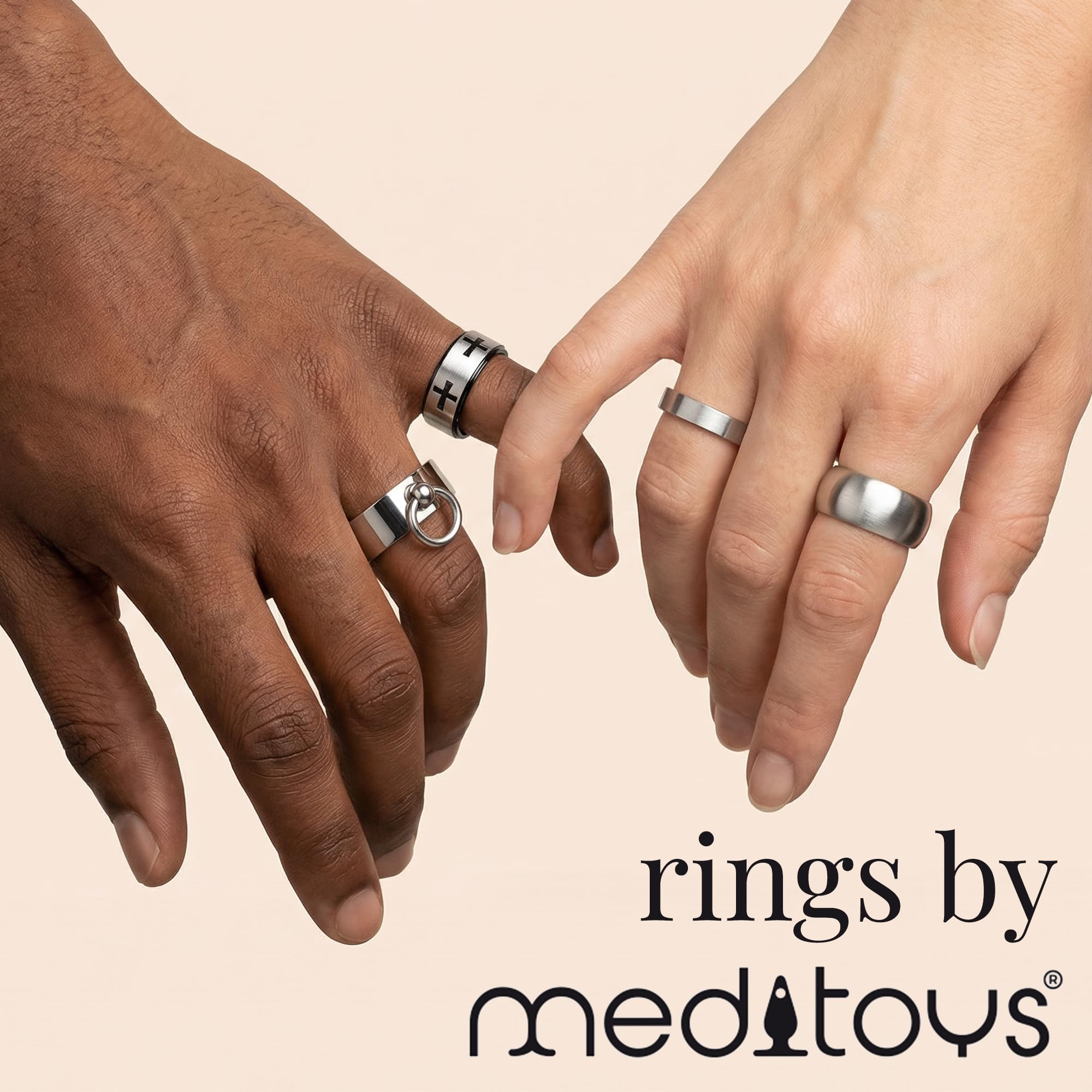 meditoys · Anello in acciaio inox per uomo e donna · Anello 8,10 o 12 mm di larghezza · argento opaco/spazzolato o argento lucido lucido