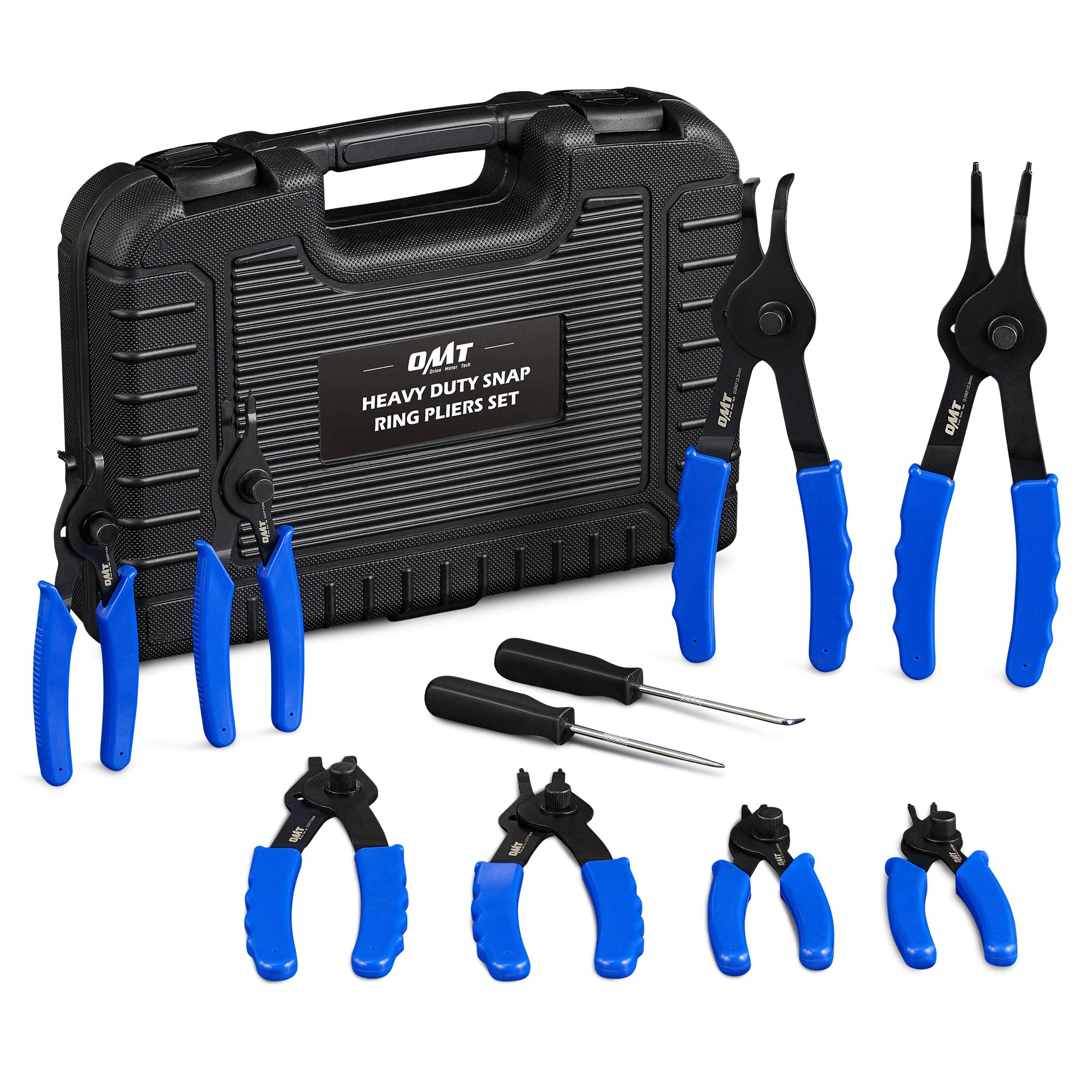 Orion Motor Tech 10pc Snap Ring Pliers Set, Internal & External Circlip Pliers Set with Straight Bent Pliers Hook and Pick, Heavy Duty Snap Ring and Circlip Removal Tool with Storage Case & Gloves