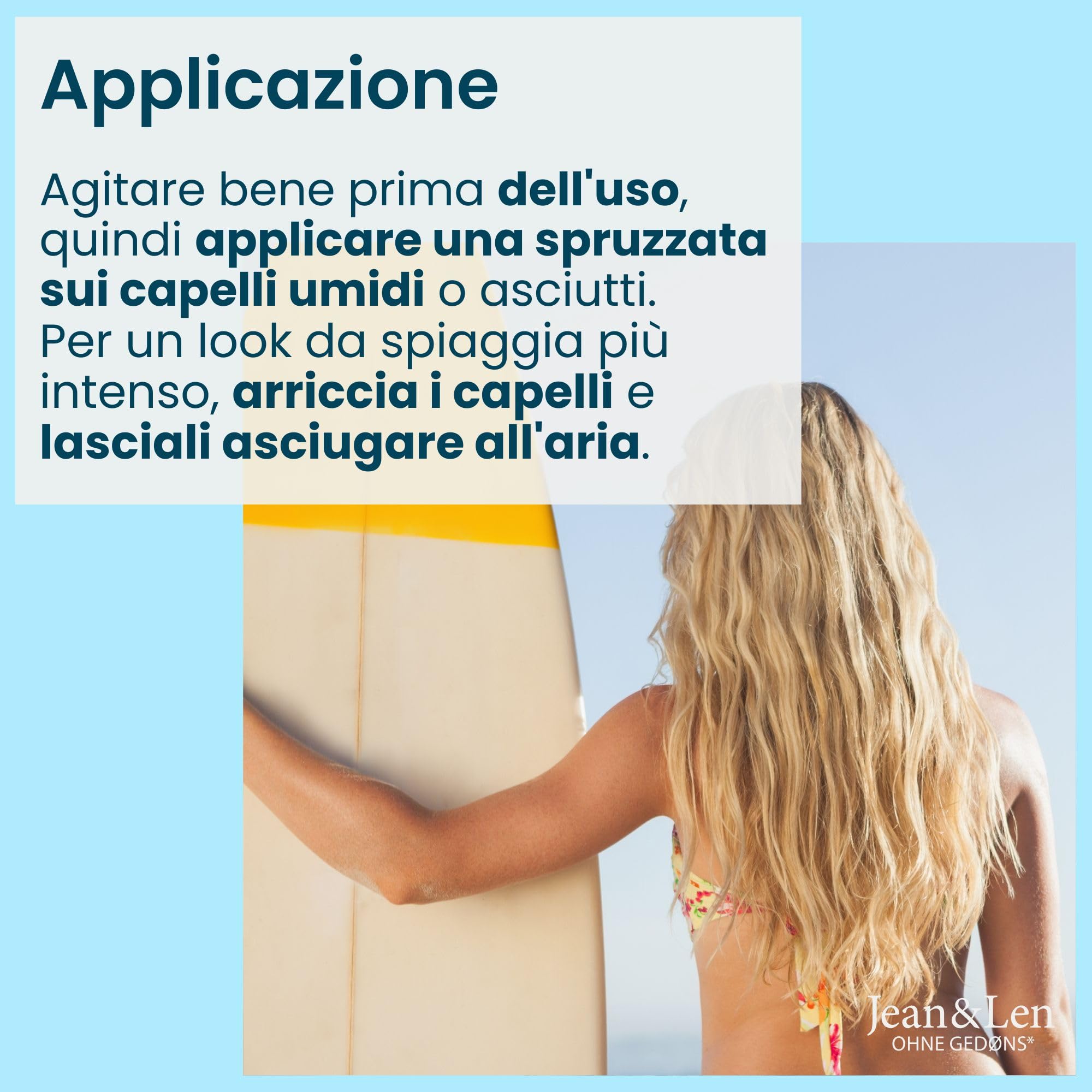 Jean & Len Sea Salt Spray per volume, corpo e tenuta, con sale marino ed estratto di alghe, per beachwaves e look undone, senza siliconi e parabeni, vegano, 200 ml