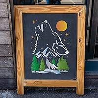 Vista 7 de FINGERINSPIRE Plantillas de decoración de lobo, plantillas de plástico de 11.7 x 8.3 pulgadas para dibujar con luna y montaña, tamaño A4