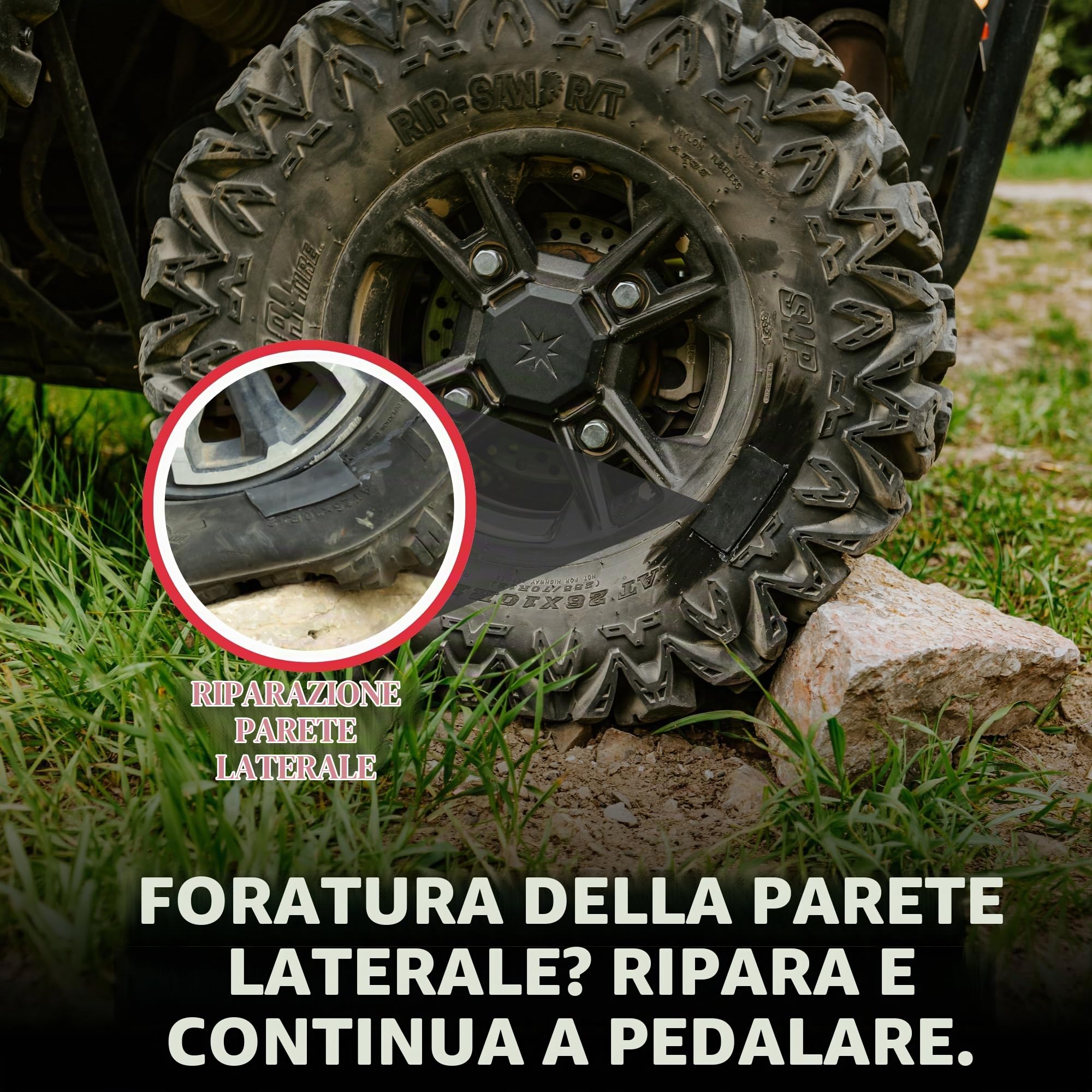 GlueTread, kit di riparazione pneumatici 4 x 4, kit di riparazione pneumatici laterali per veicoli fuoristrada 4x4, formula in gomma migliorata, nessun acceleratore necessario, tempo di asciugatura 10