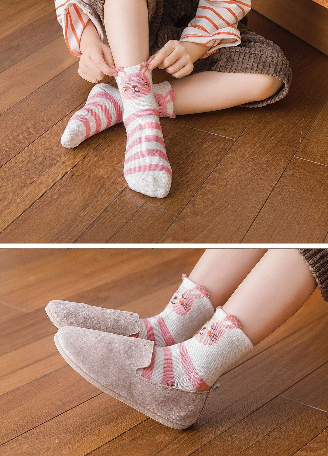 PUTUO Cotone Calzini per Bambina, Bimba Calzini Divertenti Bambini Calze Animali, Calze Bambina Cotone Calzini per Ragazze