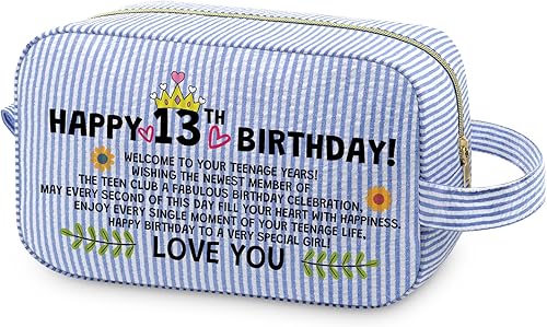 Mxrymvu 13th Birthday Gifts Makeup Bags 13 Year Old Girl Gift for Women Happy Bi