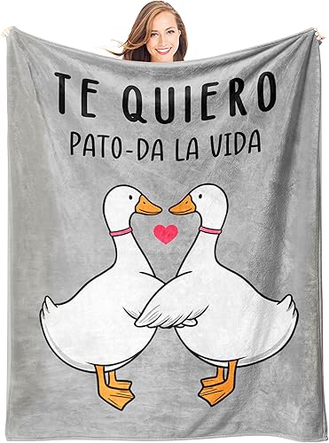 AceThrills Valentines Day Gifts for Him Her, Regalos de San Valentín para Novio Novia Esposo Esposa, Romantic Couple Throw Blanket, Regalos Románticos para Pareja, Gris-Español