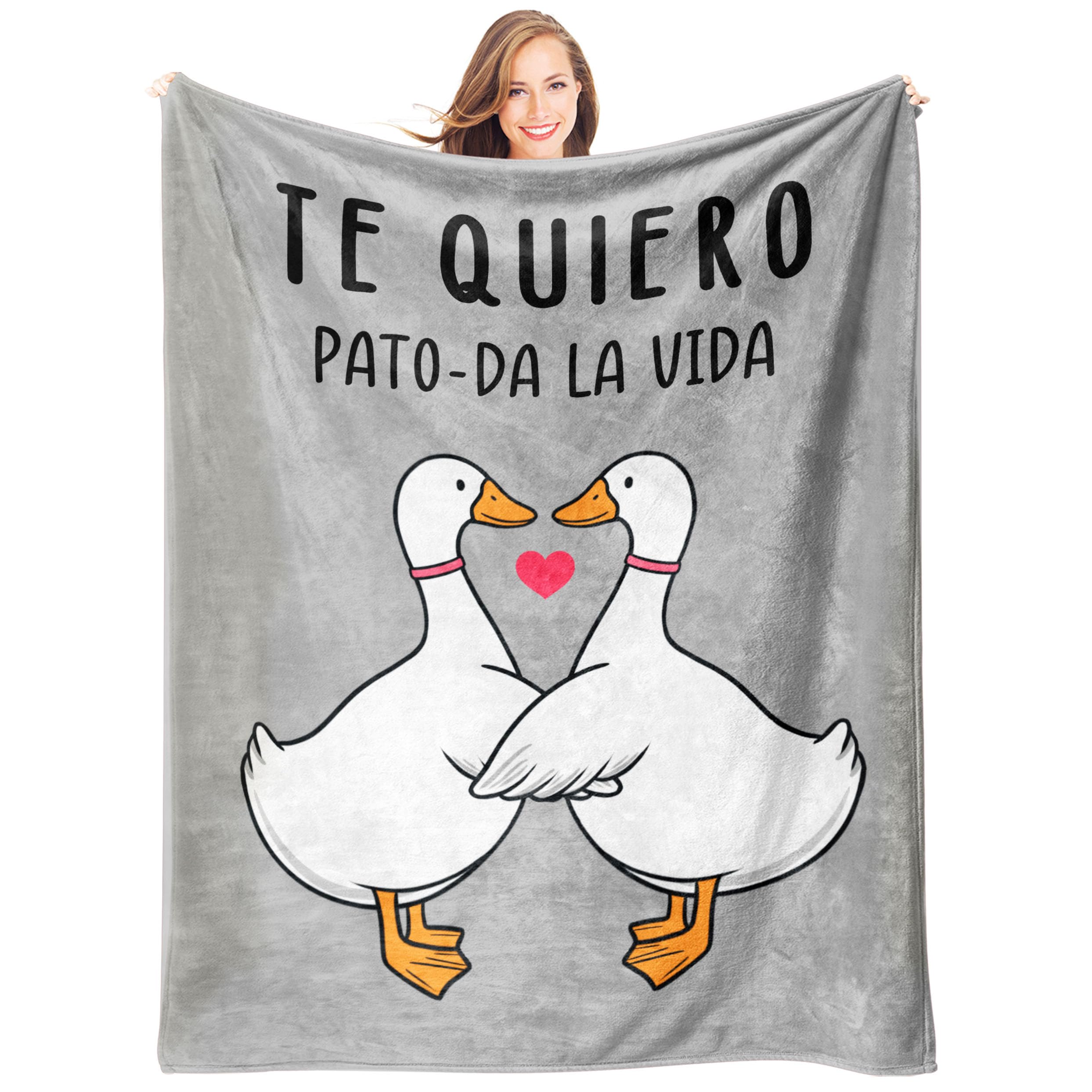 Regalo Aniversario Pareja, Regalo Novio Novia - Manta con Patos Enamorados | Regalos Originales para Parejas, Regalo Aniversario Boda, Regalo Marido Ella, Regalos Mujer Hombre, Tamaño: 157×132 cm