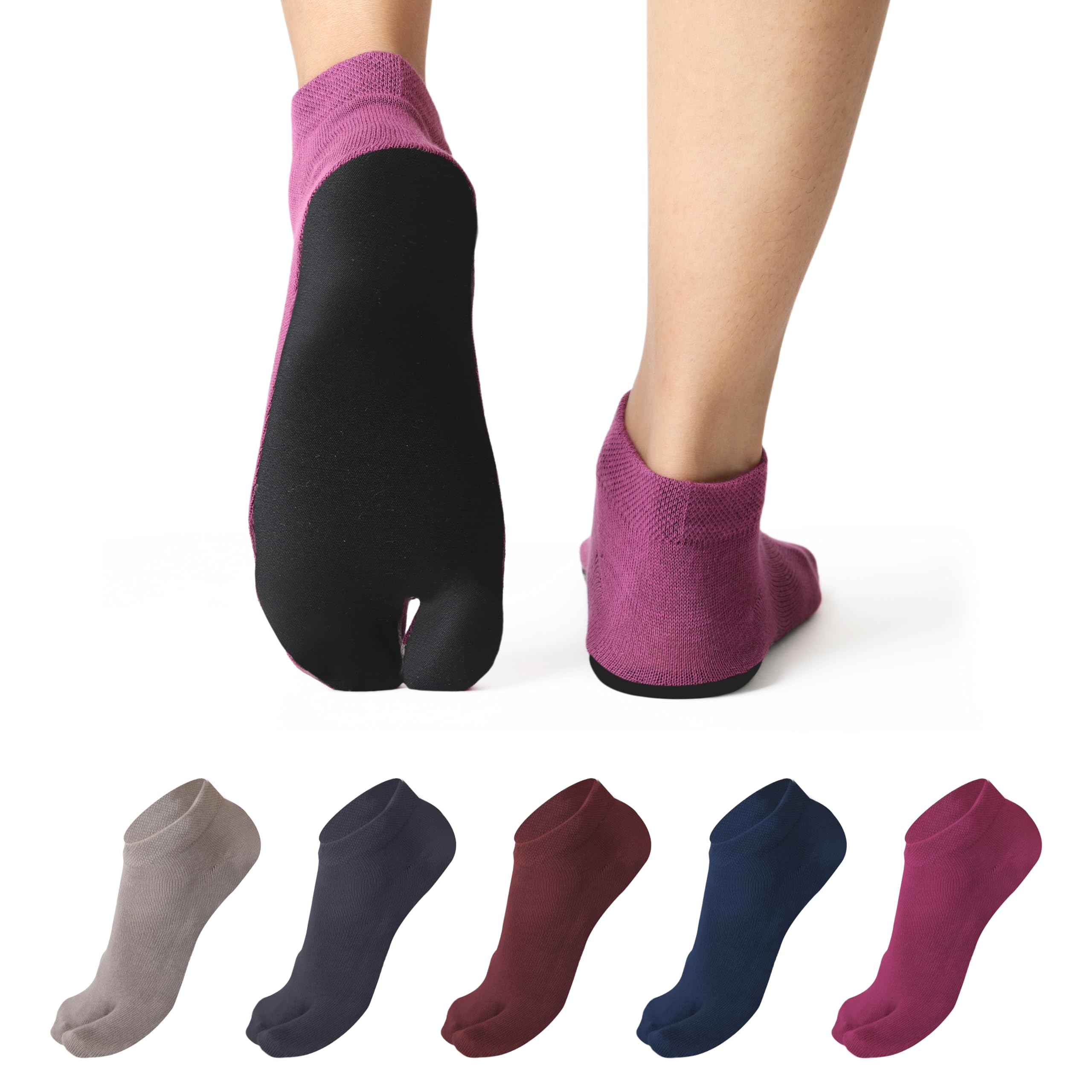 Footmate Socks Anti Skid Sponge Bottom Toe Ankle Cotton Socks for Women (Pack of 5)
