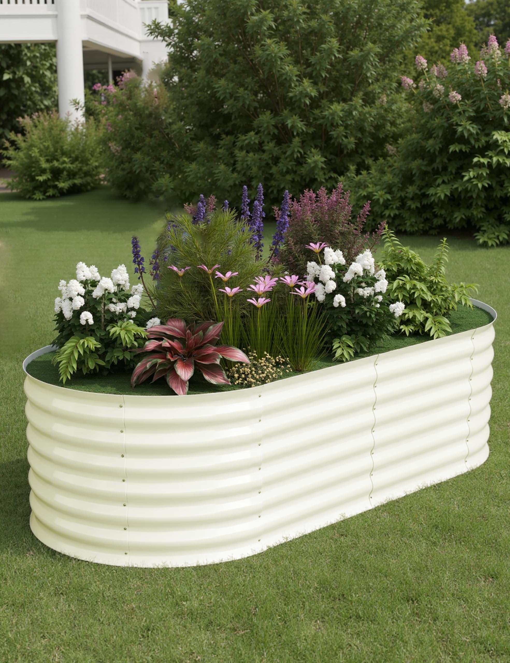 Patio Lawn 6x3x2ft Raised Garden Bed,Galvanized Raised Planter Boxes Outdoor with Easy Assembly, Large Garden Bed for Vegetables, Fruits, Flower,Raised Garden Bed,Beige