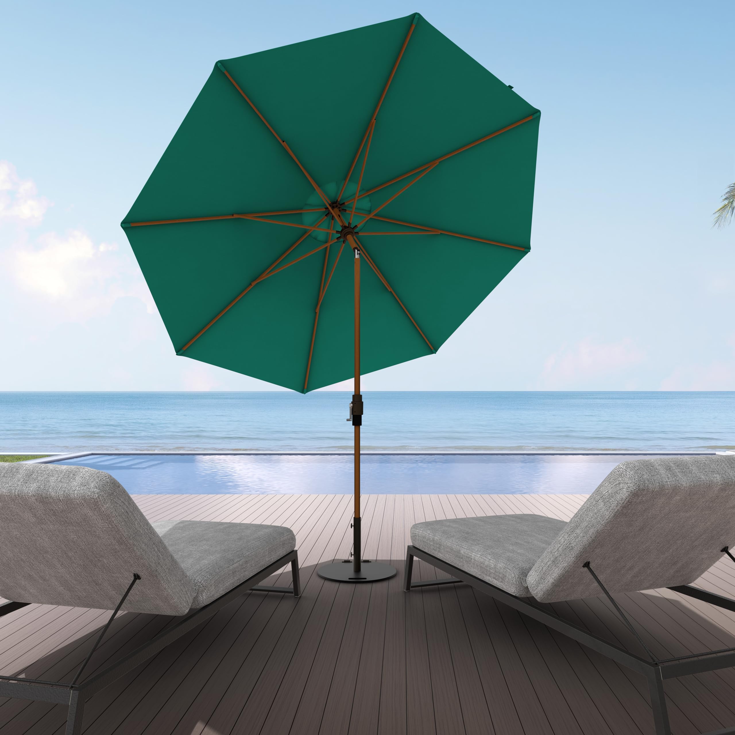 coral color patio umbrella Scafild 7.5 Ft Solar Powered LED Light Patio Umbrella with Easy Tilt for  Garden & Outdoor - Coral Red