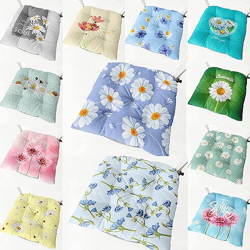 Miniatura 8 de Cojines para sillas de comedor, paquete de 6 unidades, en forma de U, pequeñas margaritas frescas, gruesas, estilo europeo, juego de cocina con