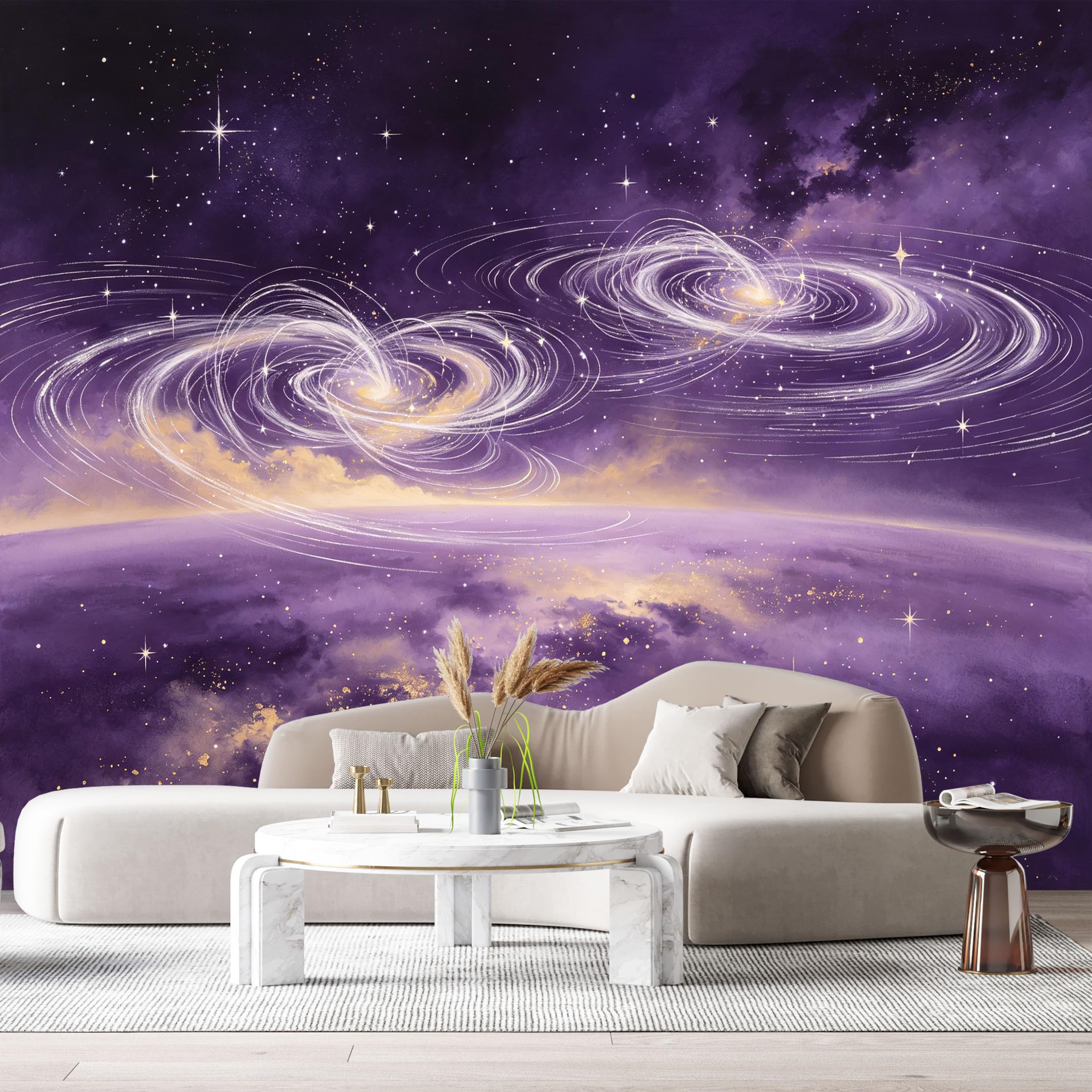 Custom Size Wall Murals Galaxy Space Abstract Oil Painting Cosmic Swirls Stars SelfAdhesiveWall Fabric Removable Wallpaper Wall Decor for Living Room Bedroom Bathroom