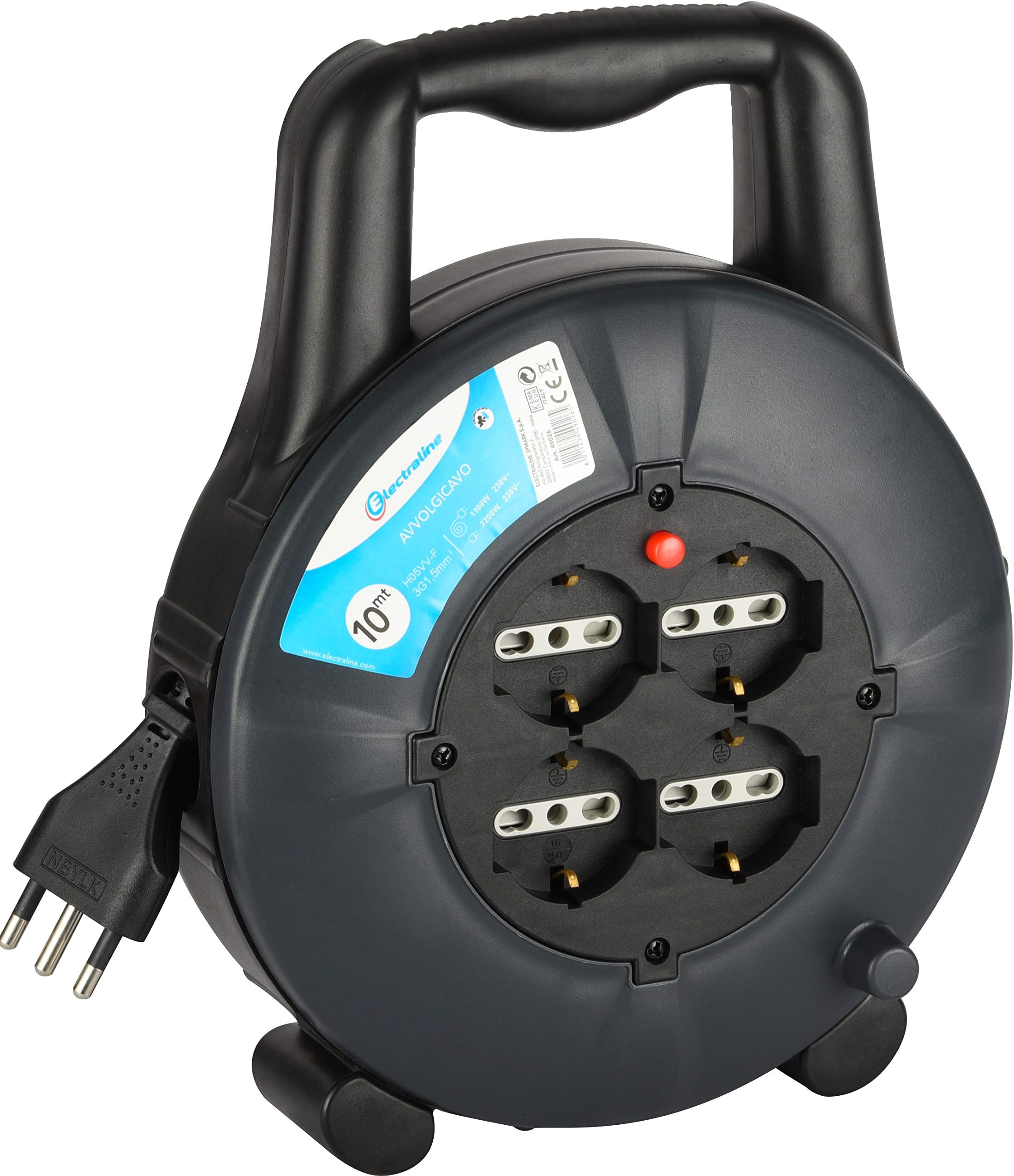 Electraline 46119 Prolunga 3 Mt Spina E Presa Piccola 10A, Nero - Sezione Cavo 3G1 Mm² - Foto 3
