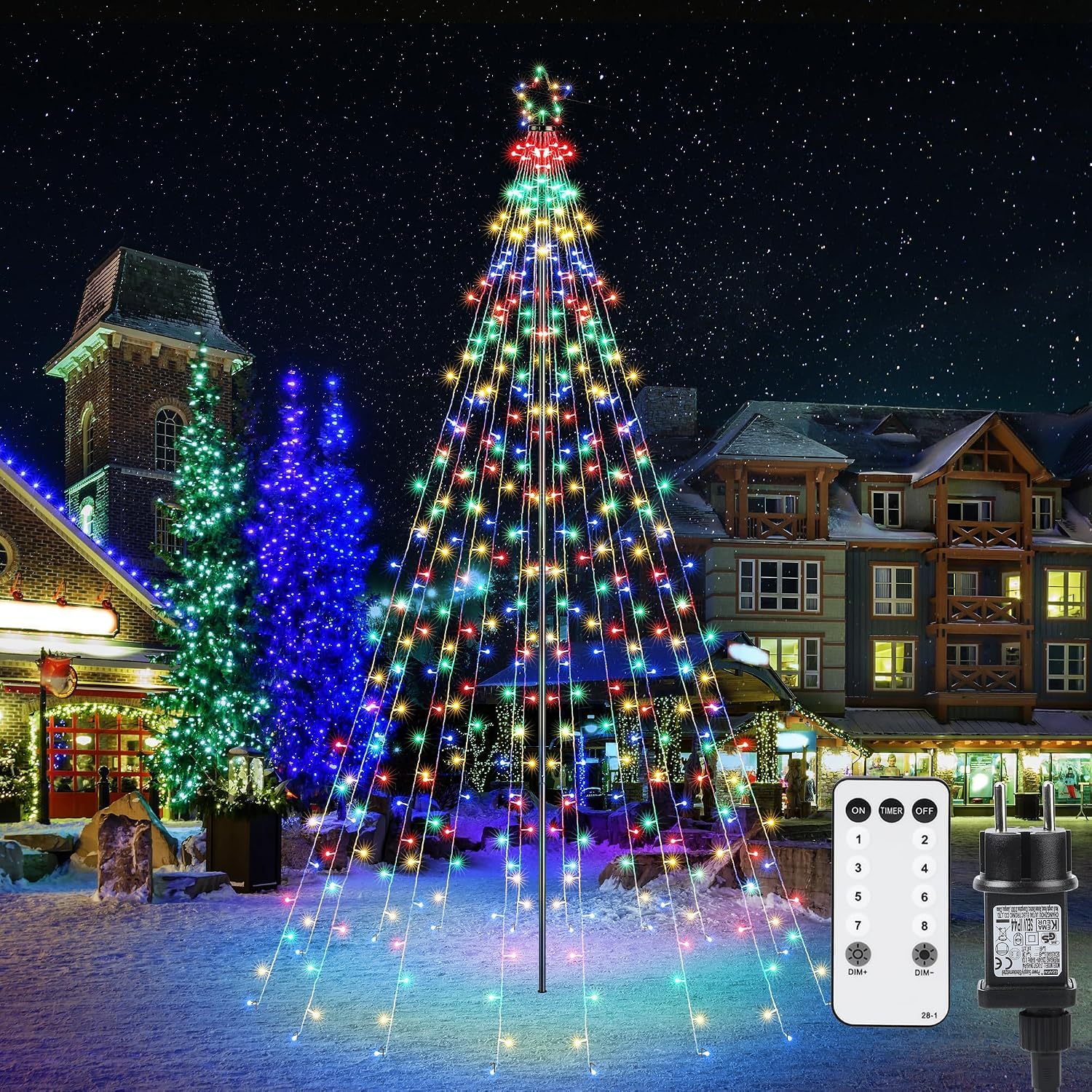 iBaycon Luces Navideñas Para Exteriores Con Estrella,2,3 m Multicolor