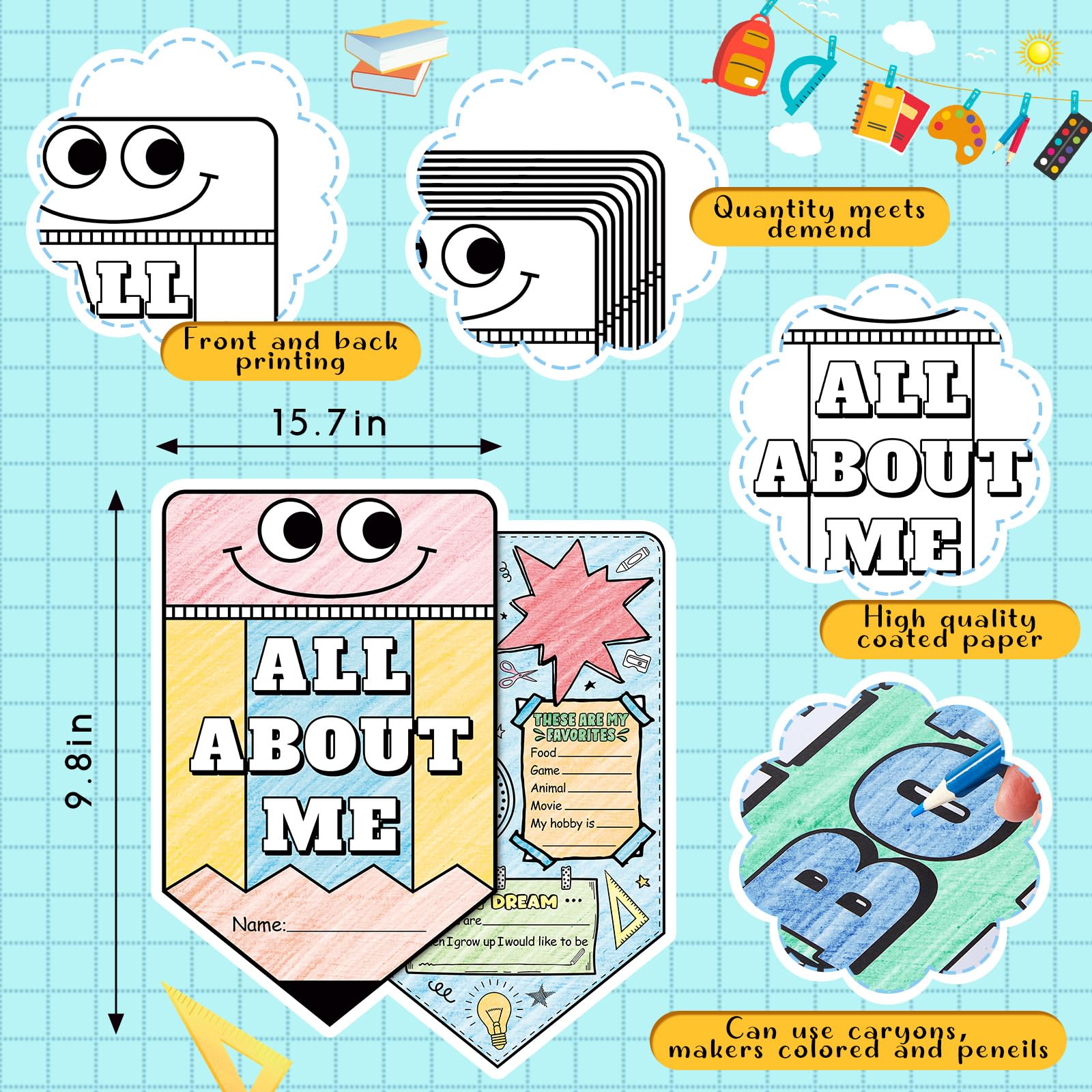 Snapklik.com : Colarr 40 Pcs All About Me Posters Star Student DIY ...
