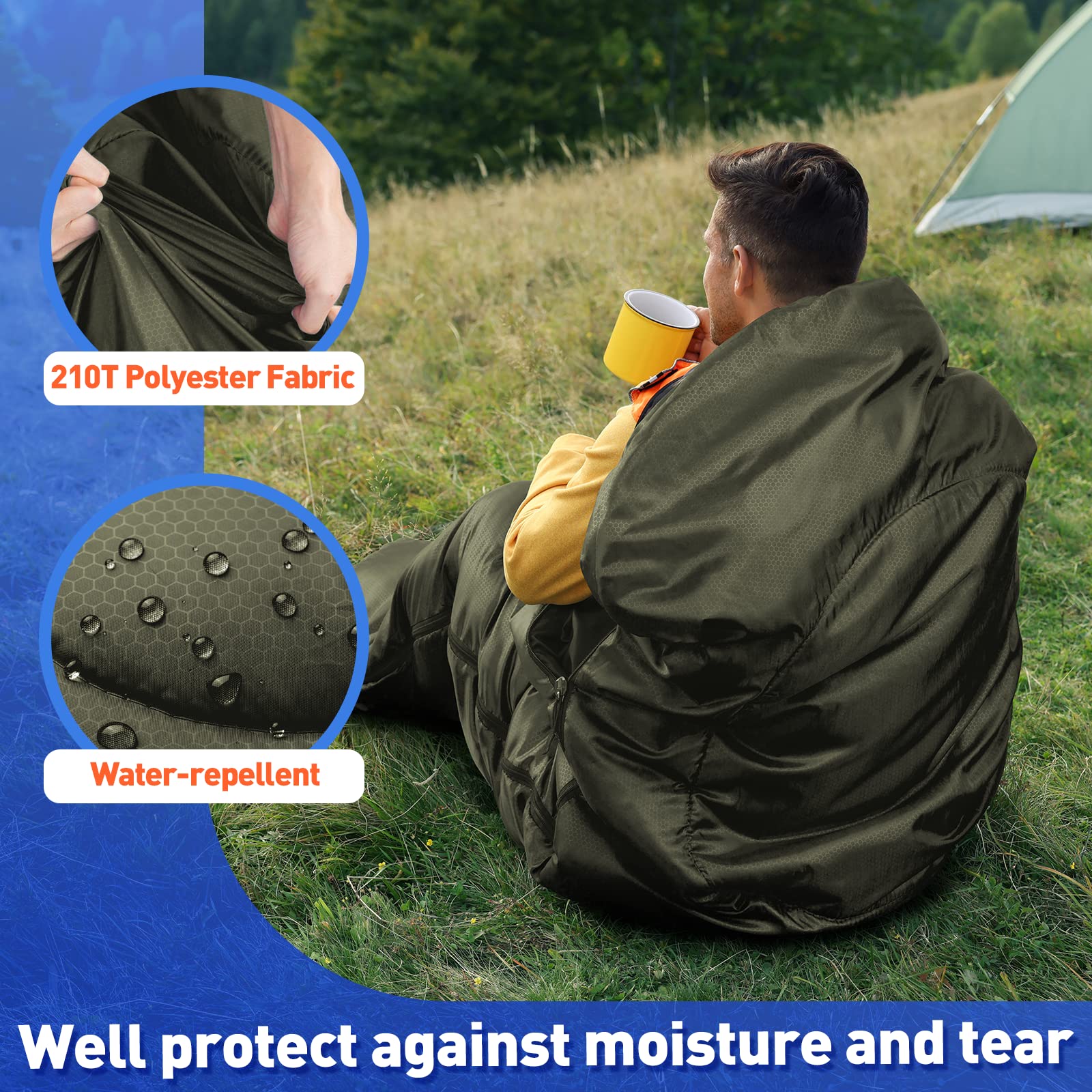 Forceatt Schlafsack, 5℃~25℃ 3-4 Jahreszeiten Outdoor Sommerschlafsack, Ultraleicht Kleines Packmaß Mumienschlafsack, Erwachsene Wasserabweisend Schlafsäcke für Camping, Reise, Festival